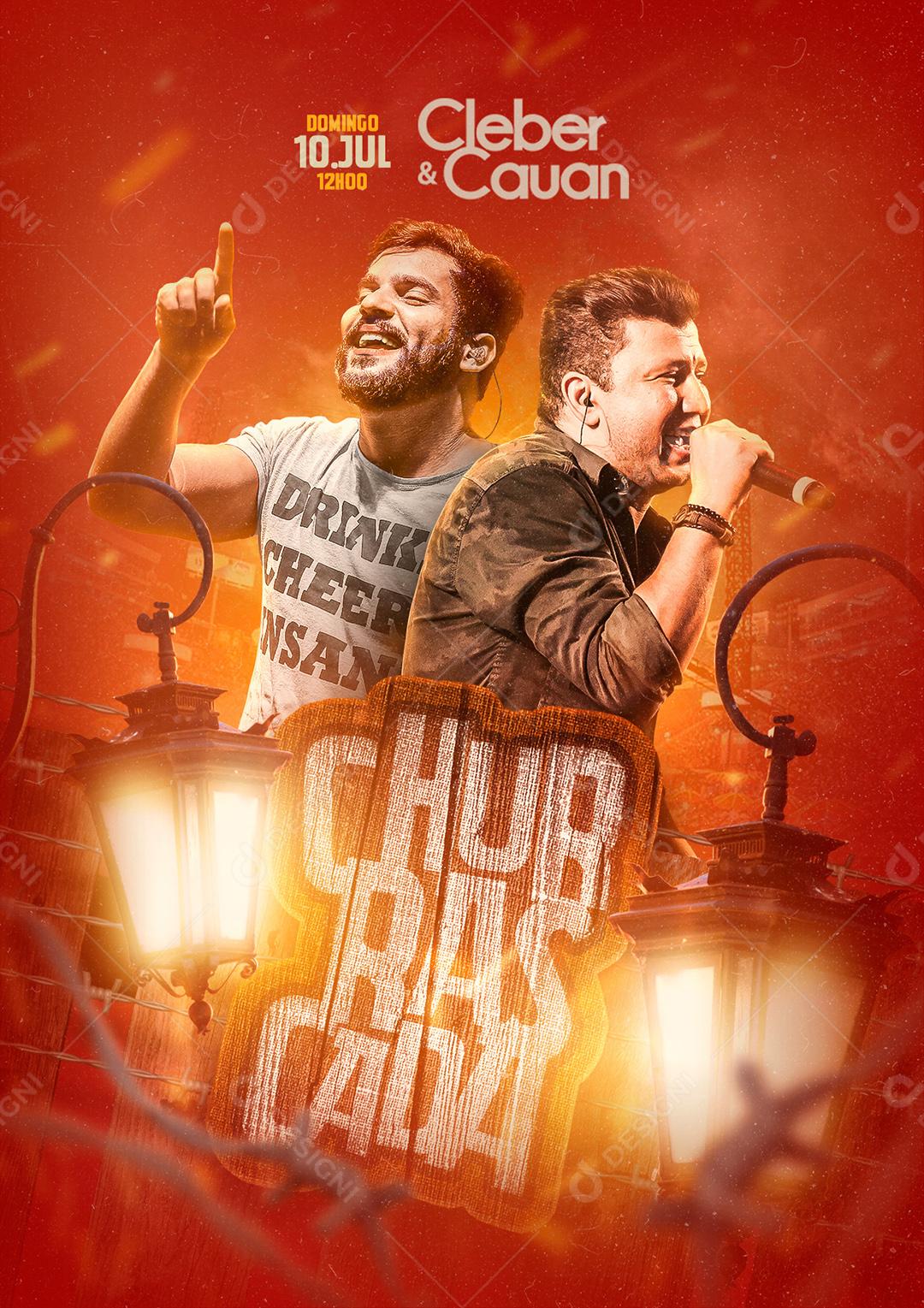 Churrascada Cleber e Cauan Domingo Flyer Social Media PSD Editável