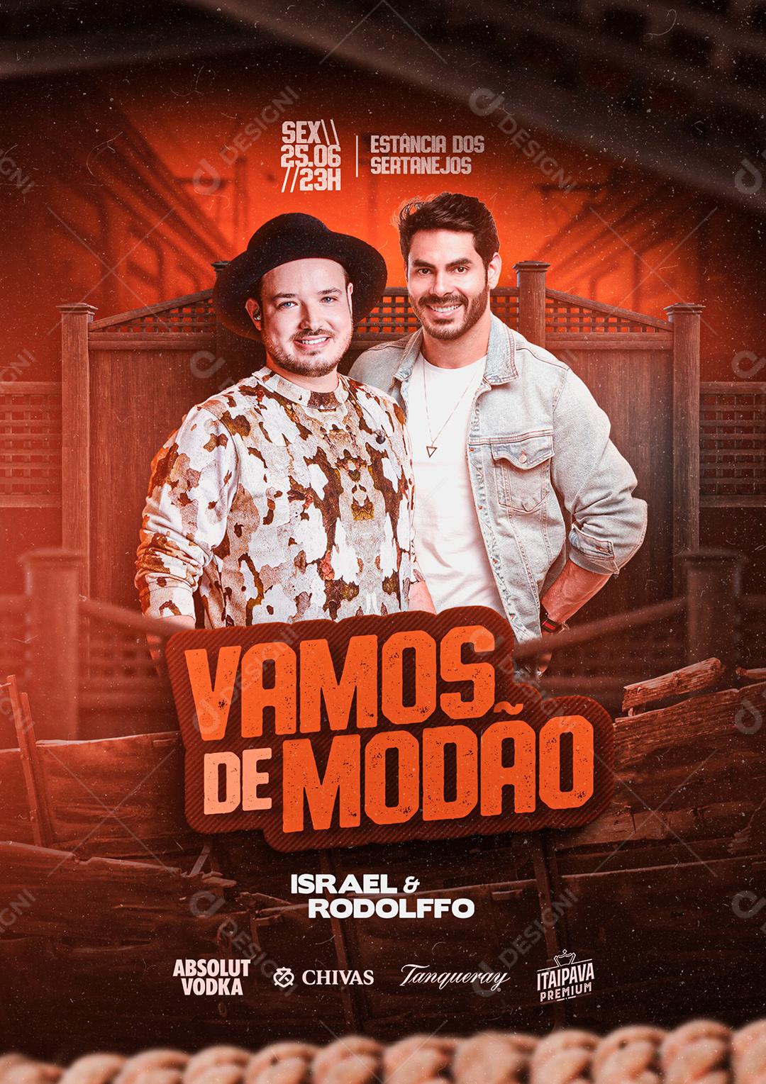 Social Media Vamos de Modão Israel e Rodolffo Flyer PSD Editável