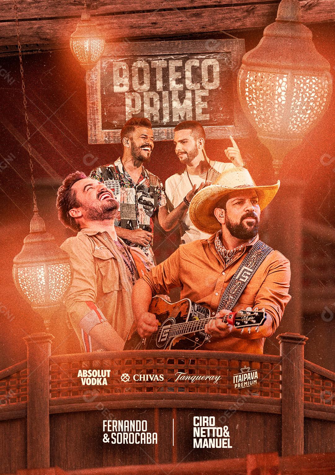 Boteco Prime Fernando e Sorocaba Ciro Netto e Manuel Flyer Social Media PSD Editável
