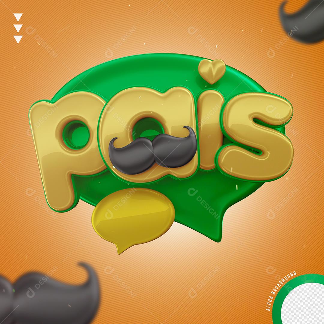 Pais Selo 3D Dourado e Verde para Composição PNG Transparente