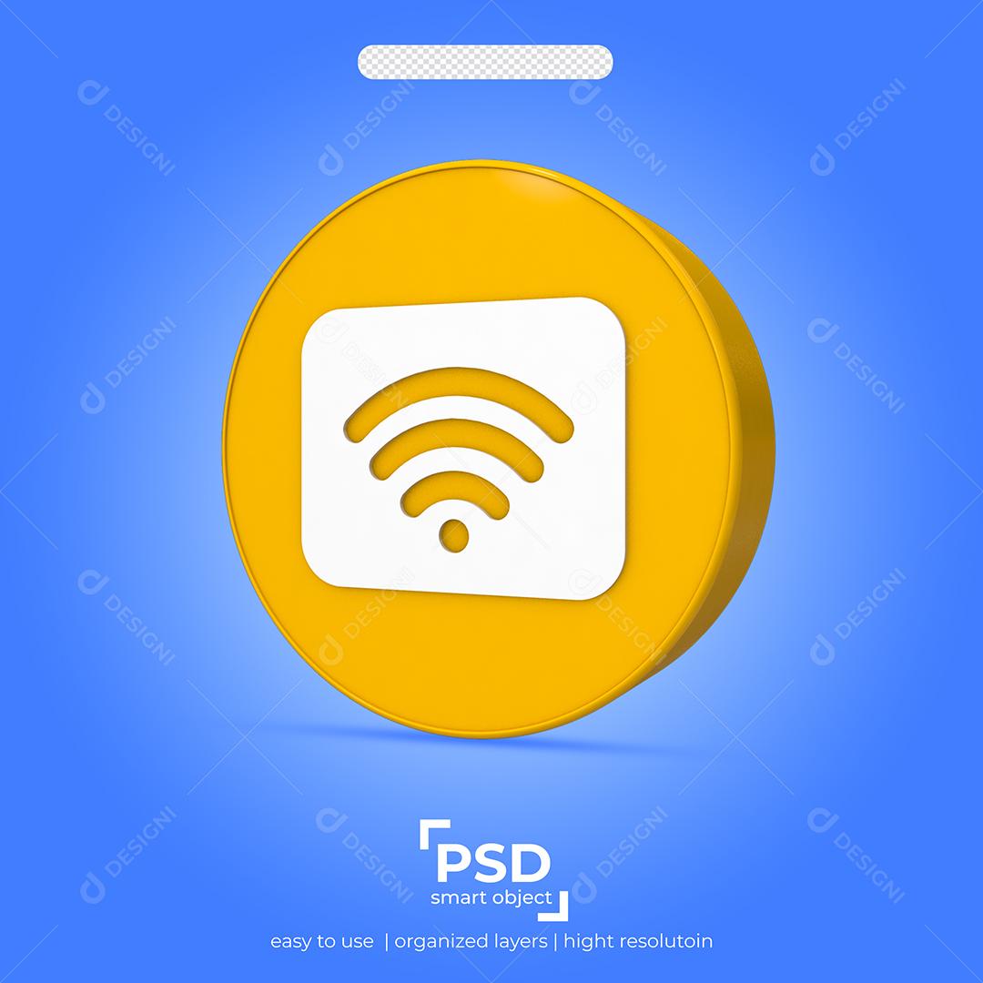 Elemento 3D Para Composição Internet Wi-fi Amarelos PSD