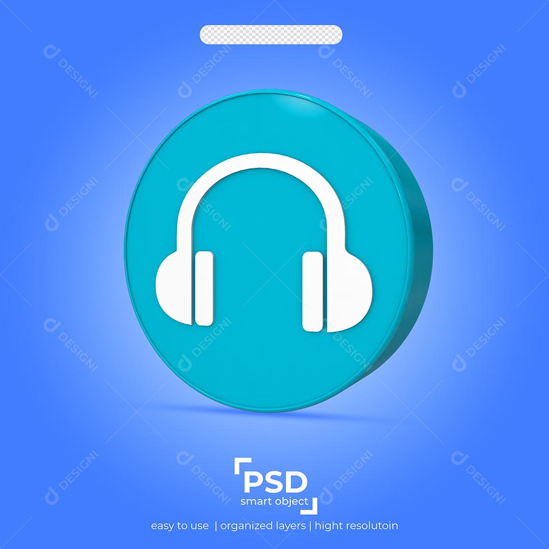 Elemento 3D Para Composição Fone De Ouvido PSD