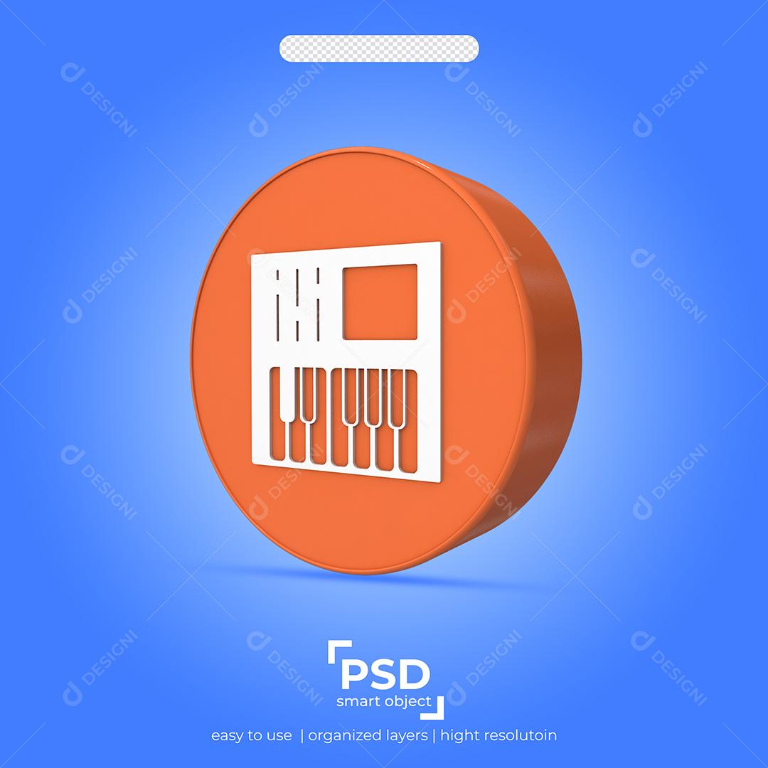 Elemento 3D Para Composição Teclado Musica PSD
