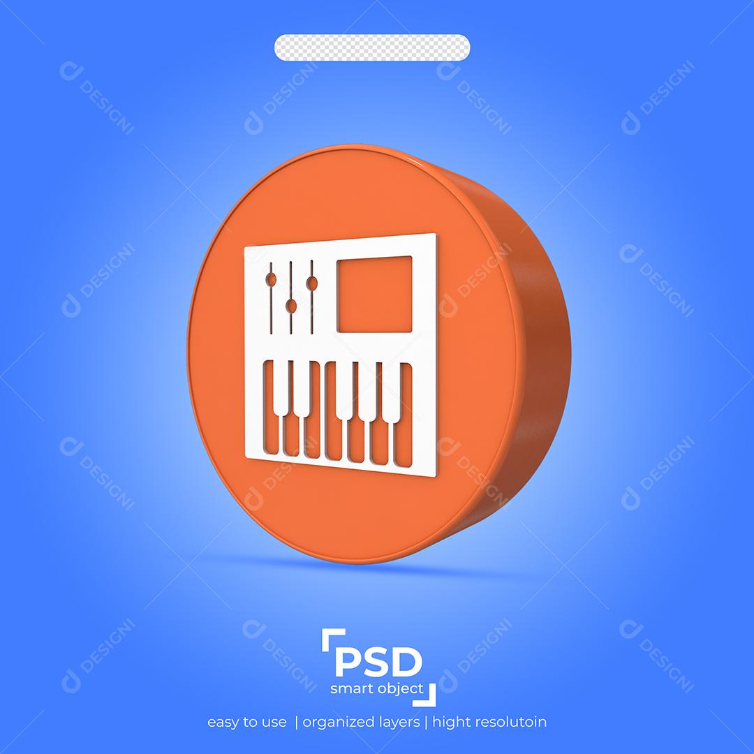 Elemento 3D Para Composição Teclado Musica PSD