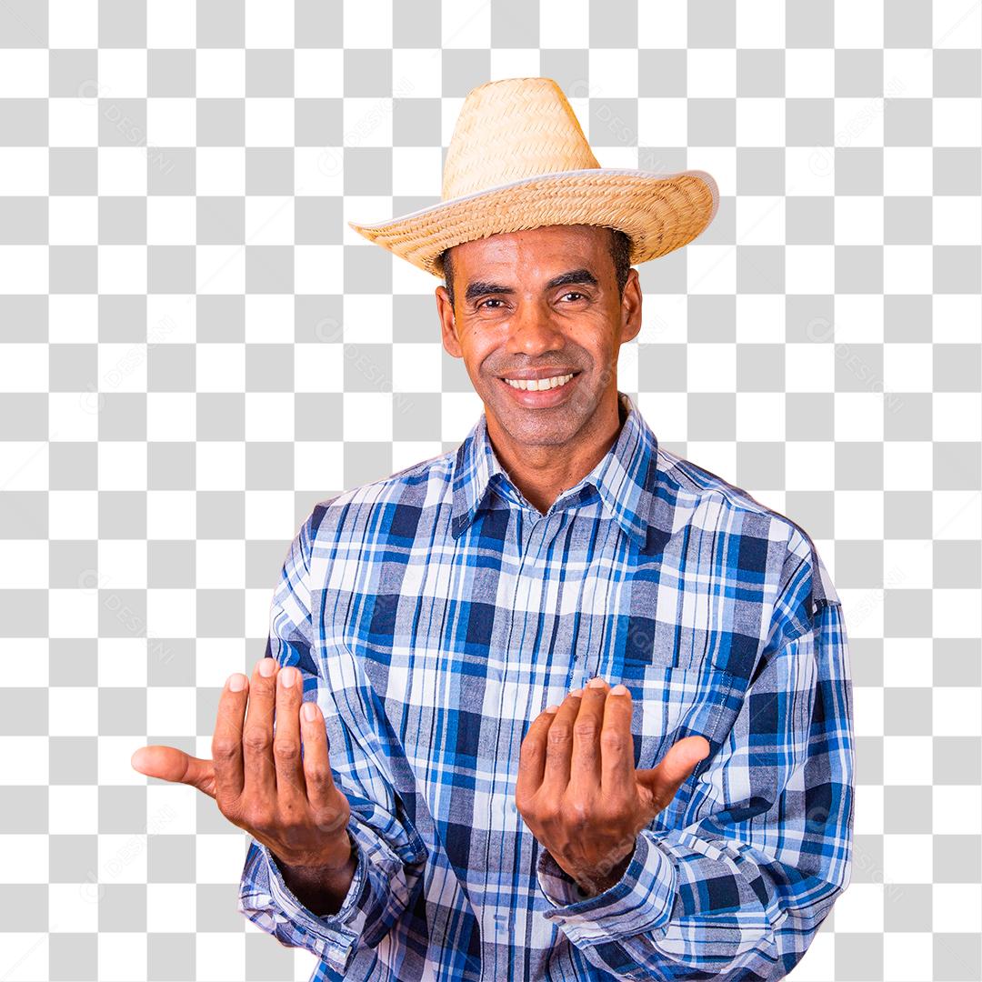 Homem brasileiro vestindo roupas típicas para a Festa Junina