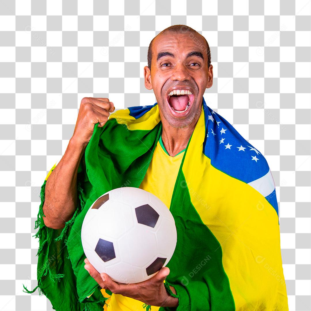 Fã brasileiro comemorando