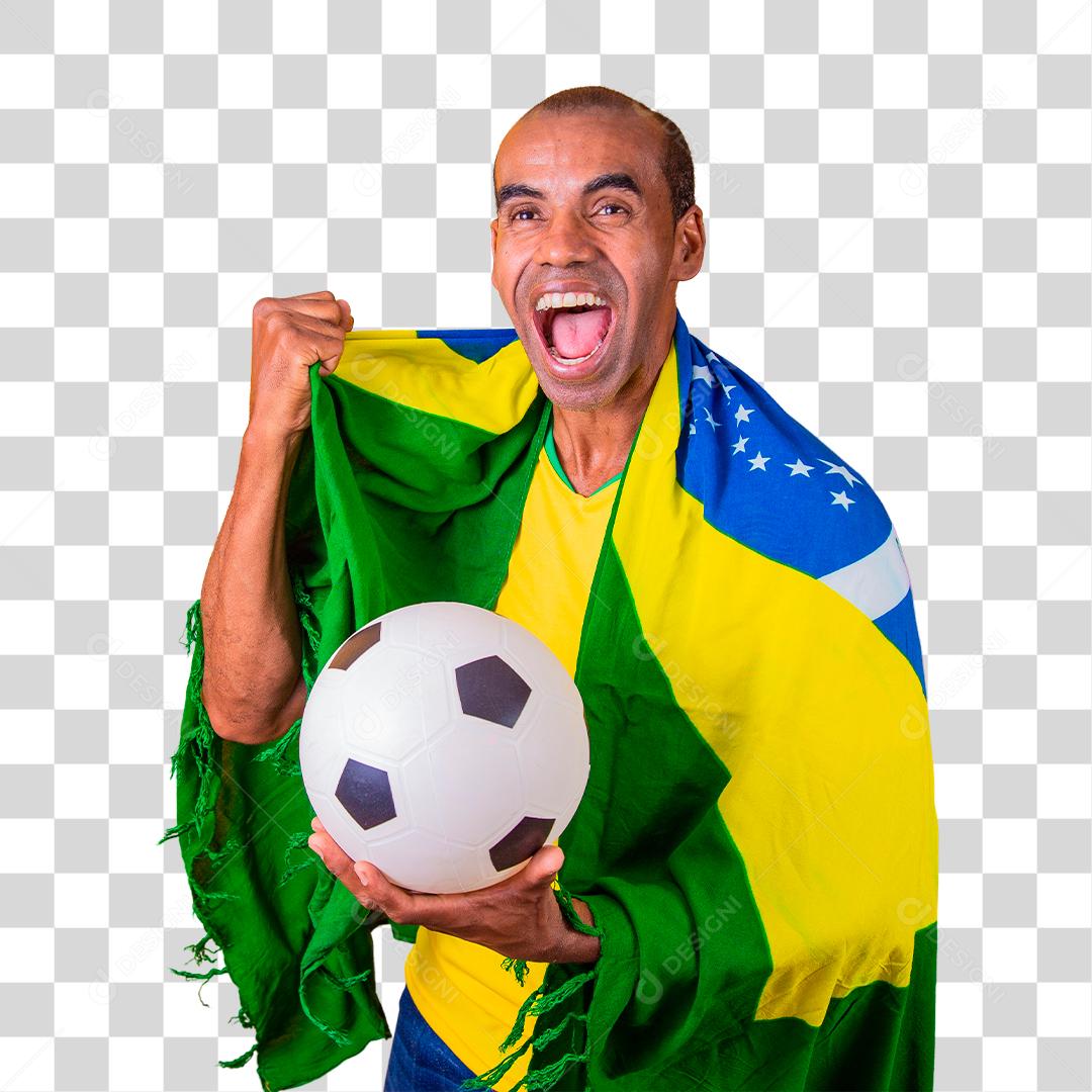 Homem afro brasileiro bonito fã brasileiro