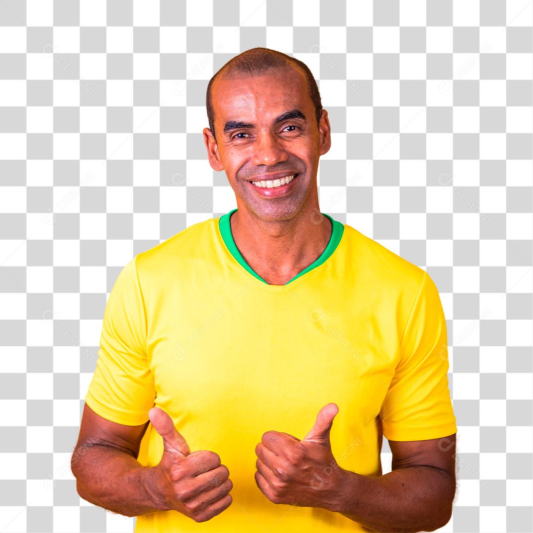 Fã de esportes brasileiro apoiando sua seleção nacional torcendo