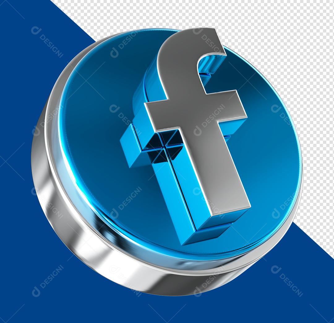 Elemento 3D Círculo do Facebook  Para Composição PSD