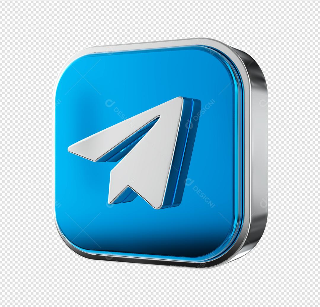 Elemento 3D Telegram Para Composição PSD