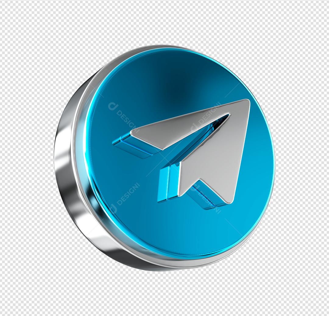 Elemento 3D Telegram Para Composição PSD