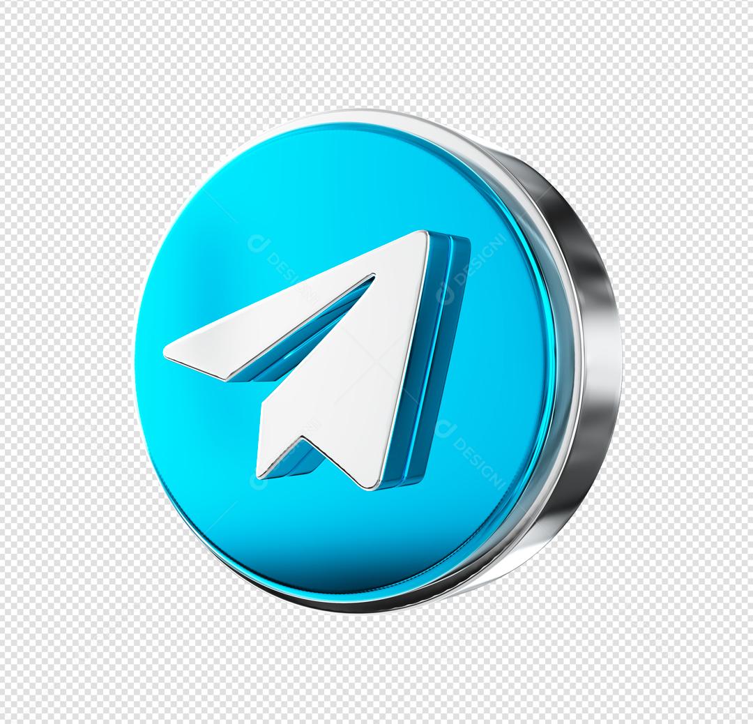 Elemento 3D Telegram Para Composição PSD