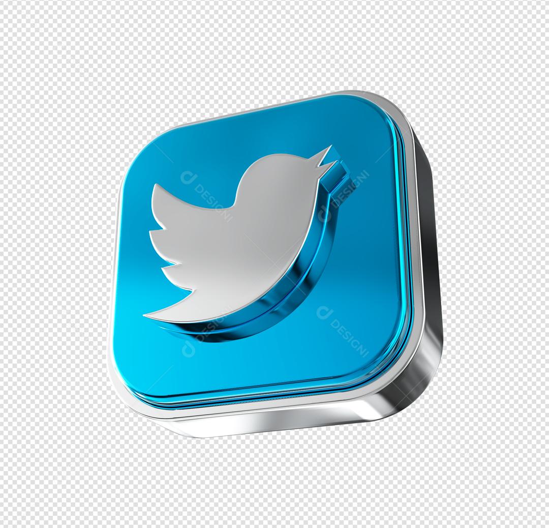 Elemento 3D Twitter Para Composição PSD