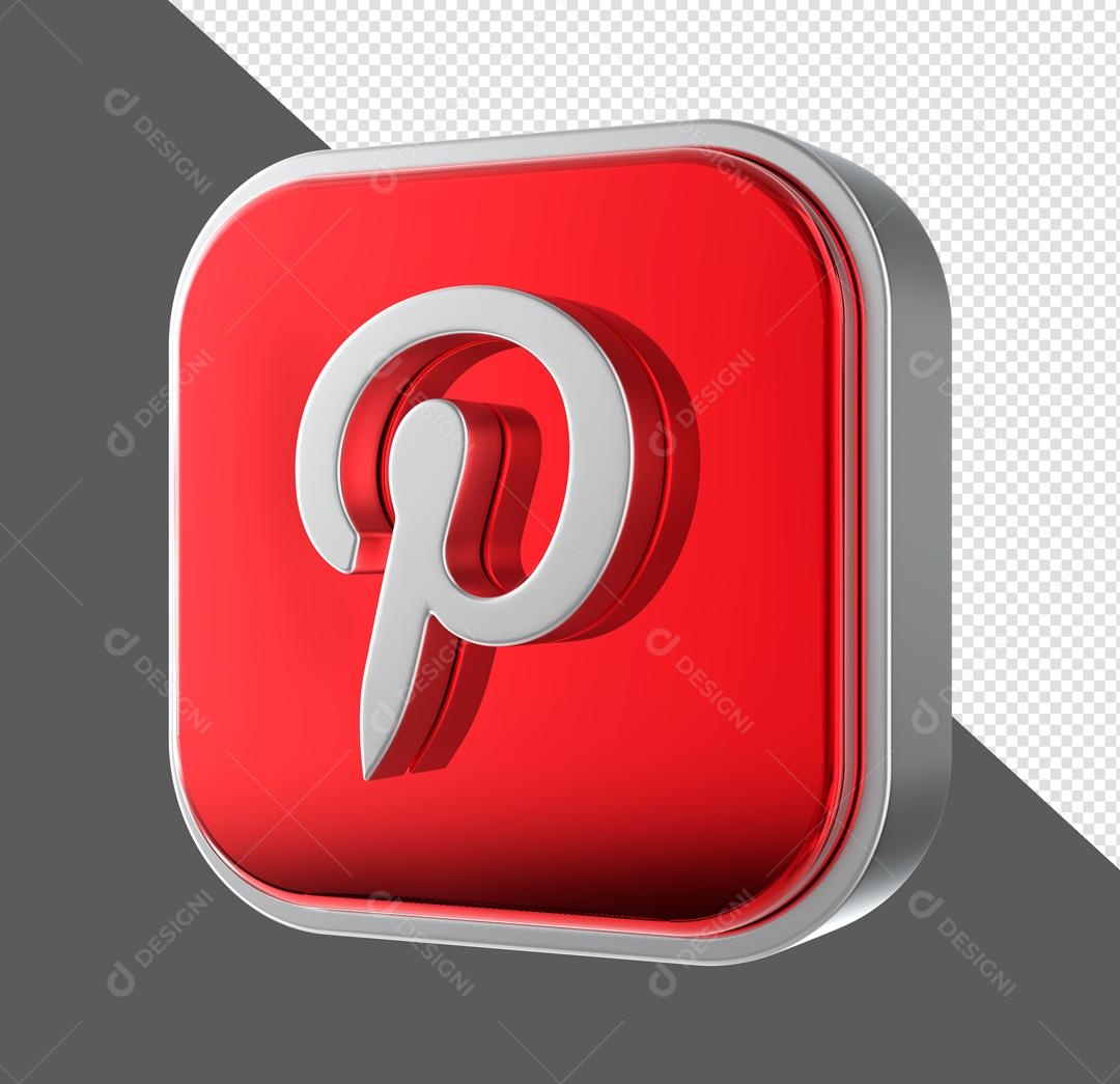 Pinterest Vermelho Elemento 3D Para Composição PSD