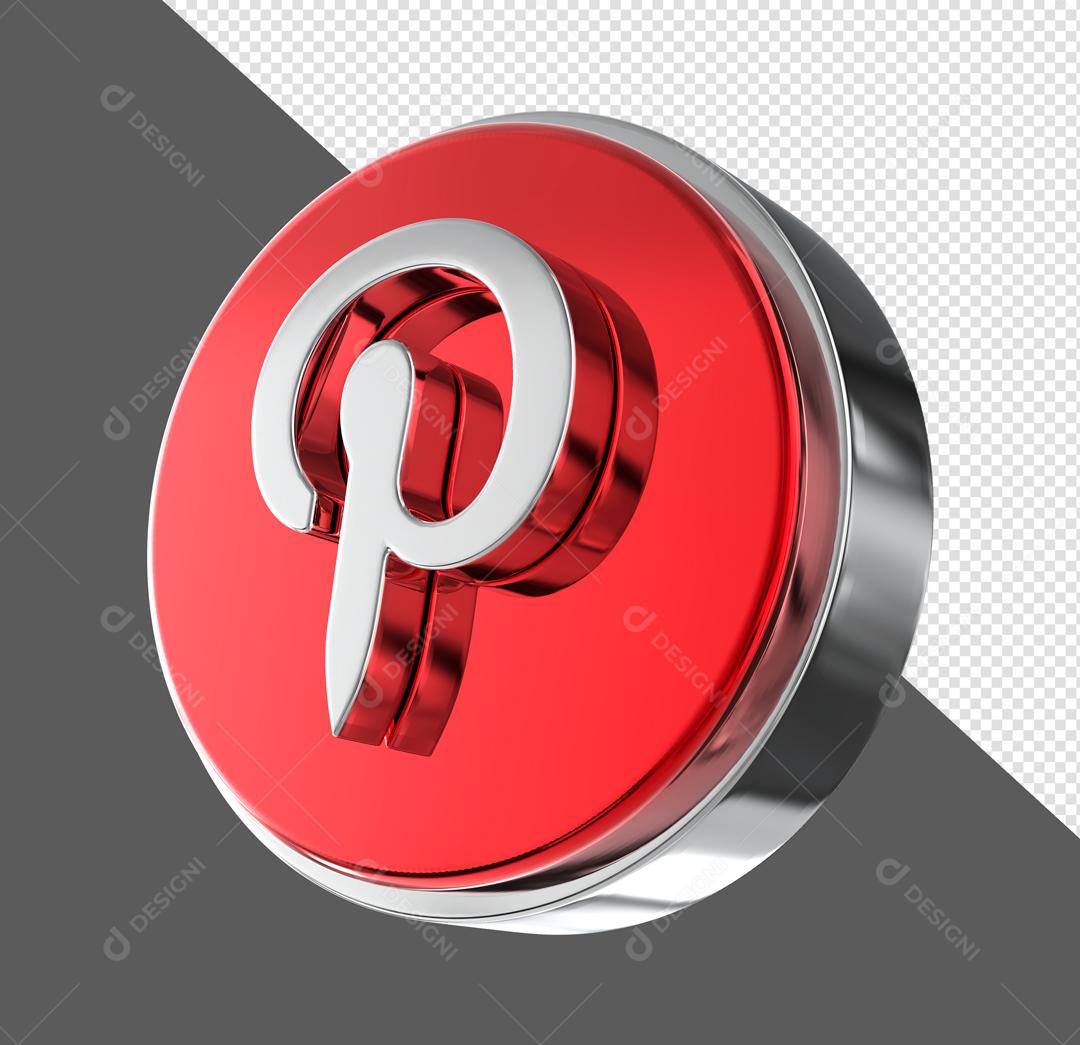 Pinterest 3D Ícone Vermelho Elemento Para Composição PSD