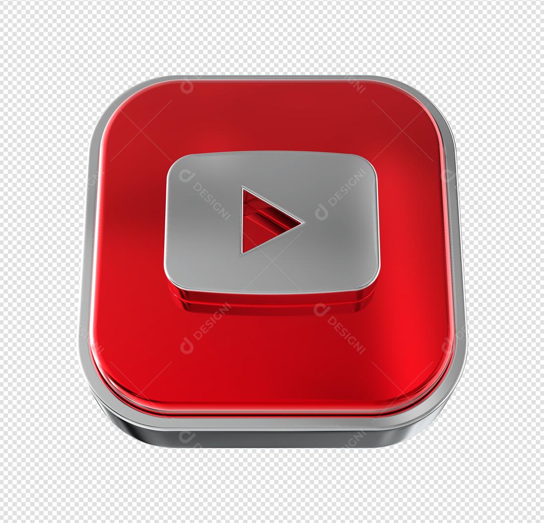 Youtube Elemento 3D Vermelho Para Composição PSD