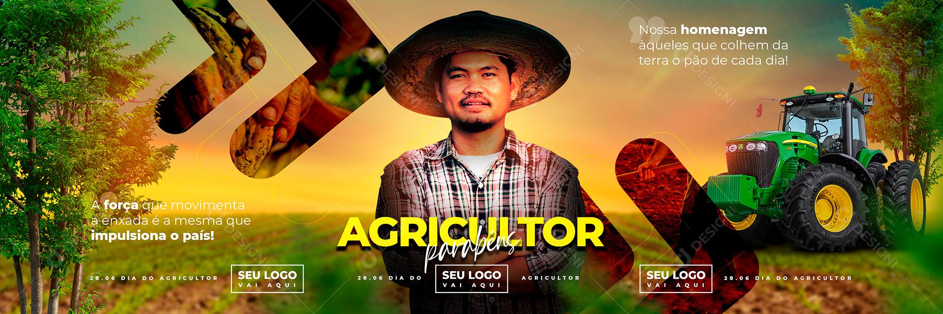 Social Media A Força que movimenta a Enxada Dia do Agricultor 28 de Julho Carrossel PSD Editável