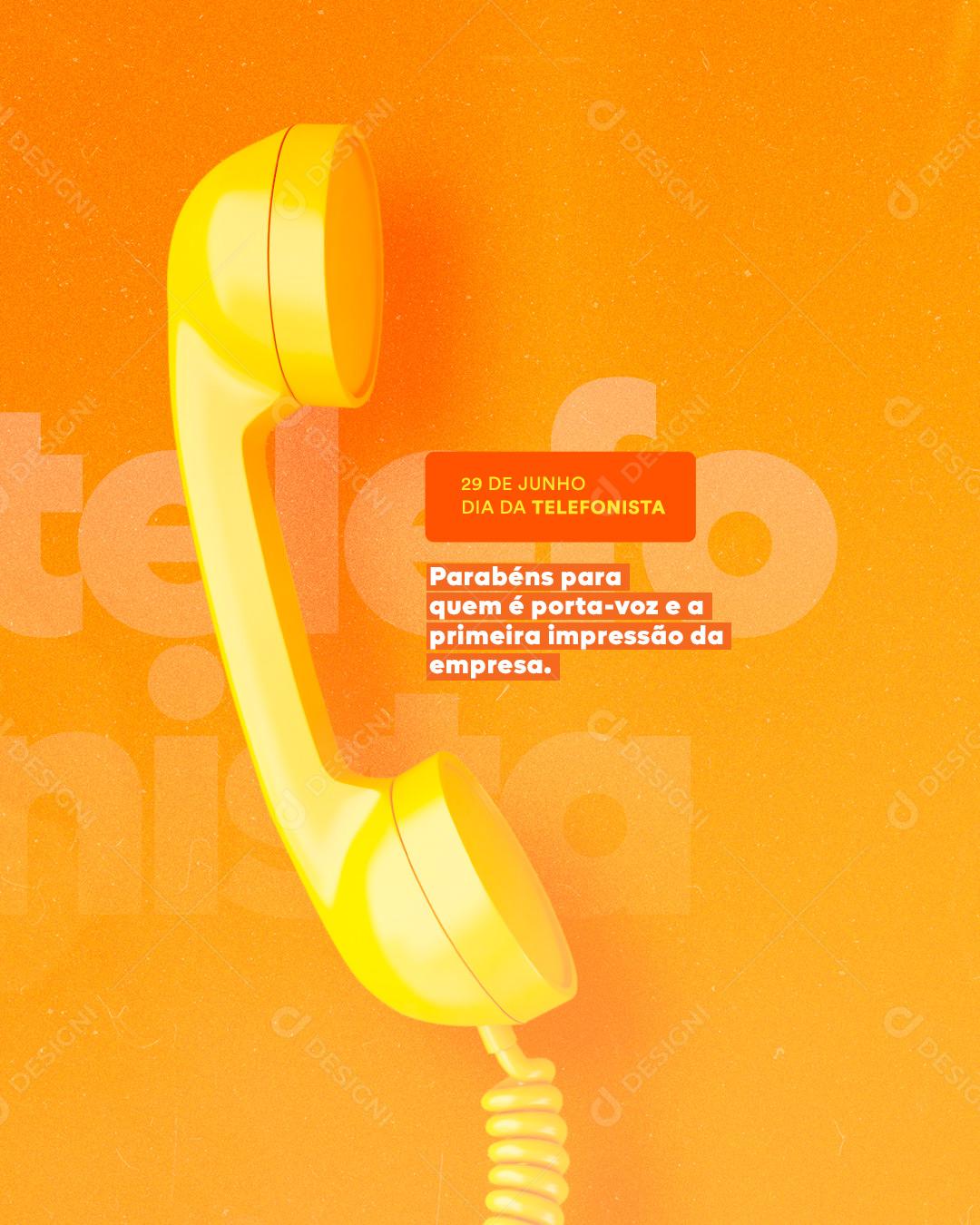 Social Media Parabéns para quem é Porta Voz Dia do Telefonista PSD Editável