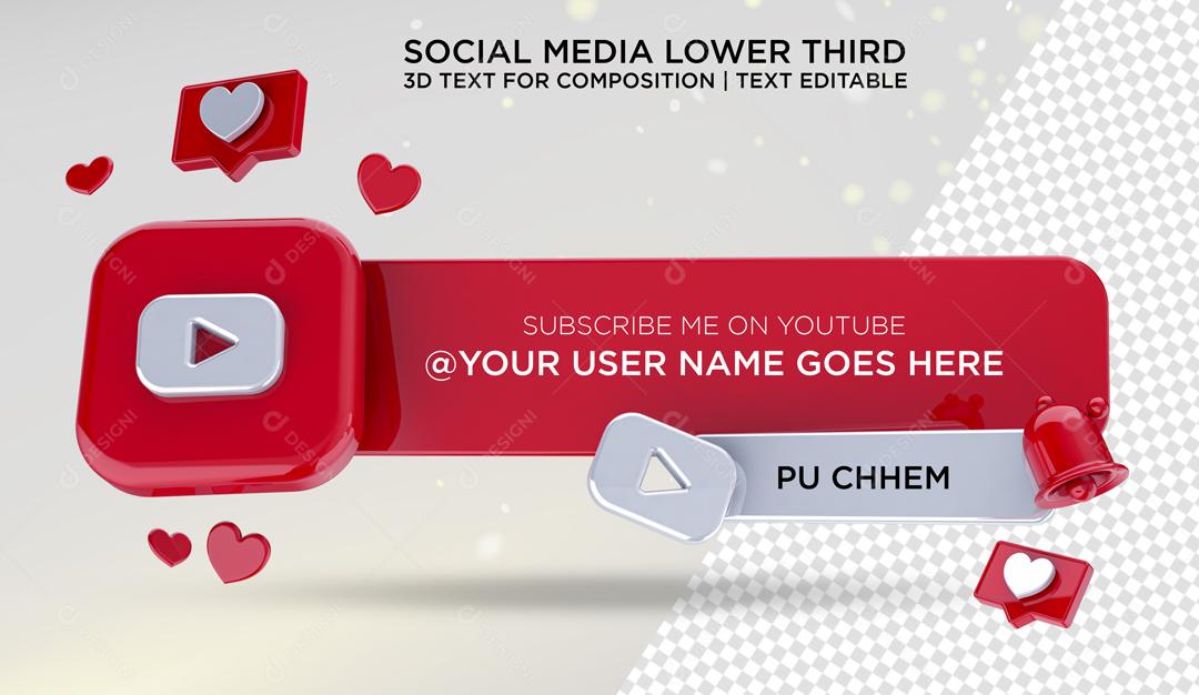 Tag Youtube Elemento 3D Para Composição PSD
