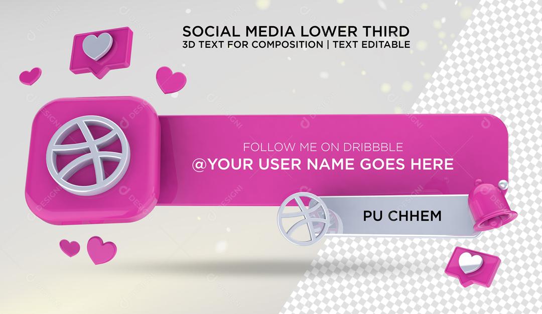 Tag Dribbble Elemento 3D Para Composição PSD