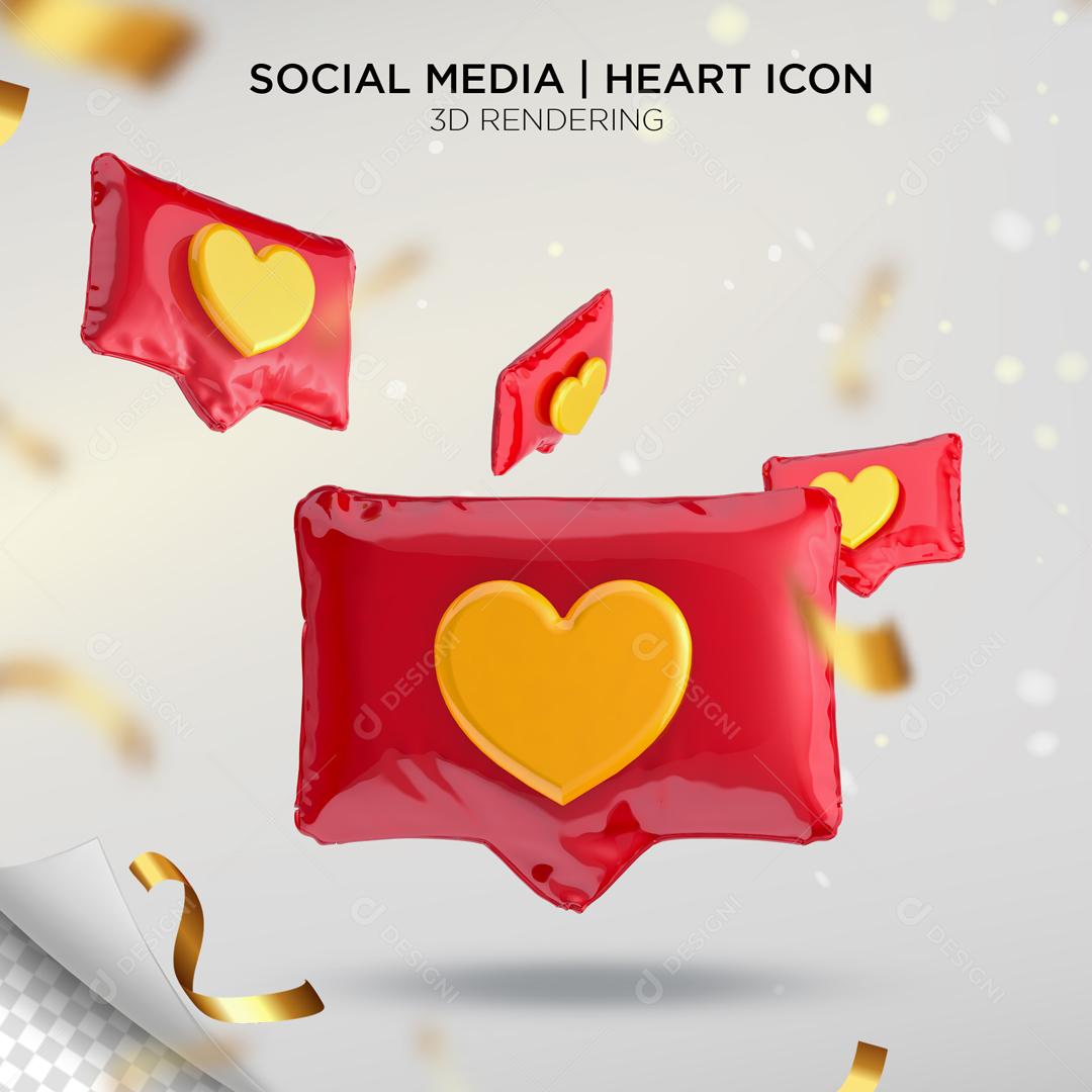 Like a 3D Heart Yellow and Red Element For Compositing PSD