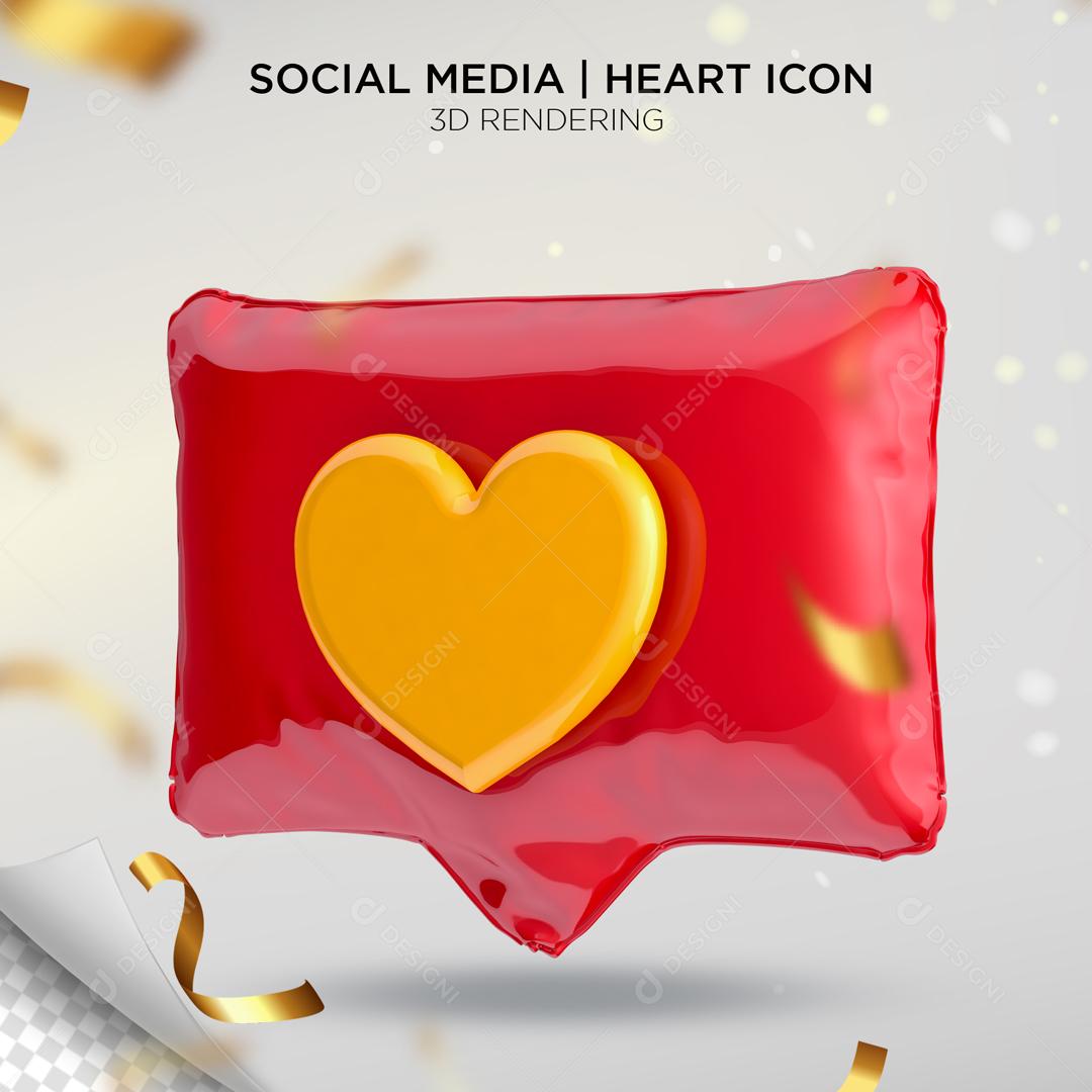 Like a 3D Heart Yellow and Red Element For Compositing PSD