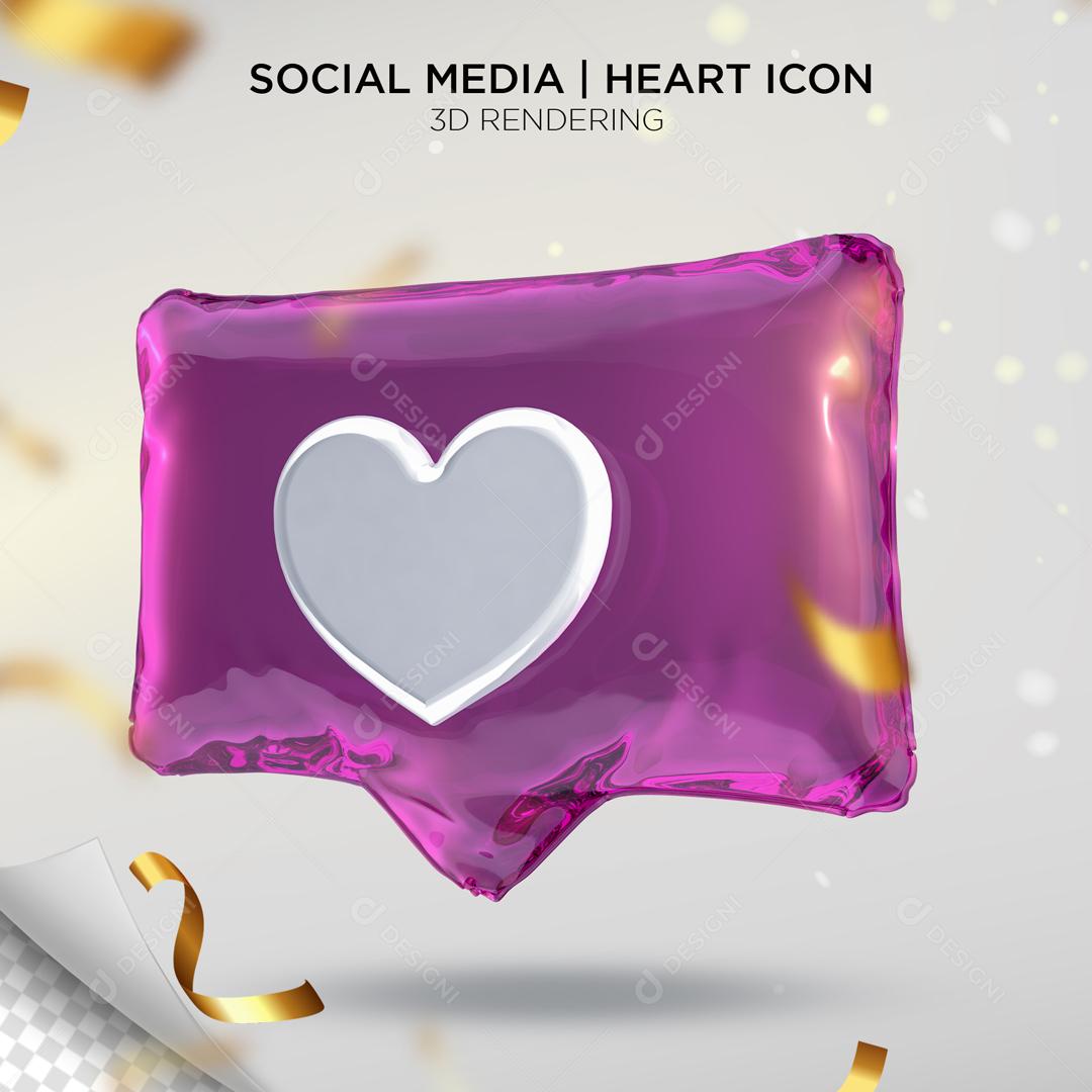 Like de Coração 3D Roxo Elemento Para Composição PSD