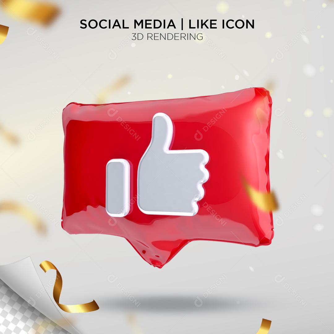Like 3D Vermelho Elemento Para Composição PSD