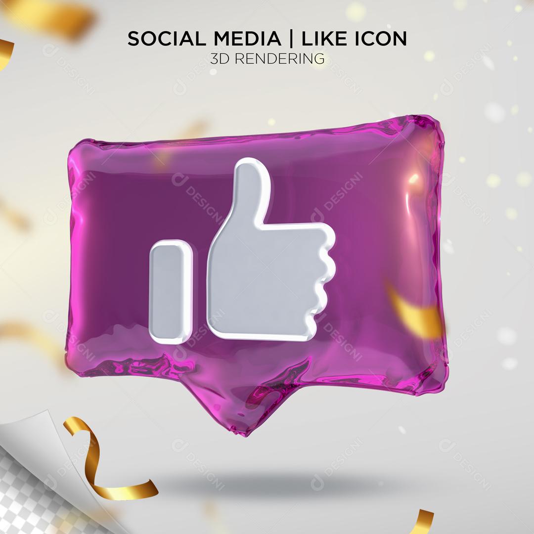 Like 3D Roxo Elemento Para Composição PSD