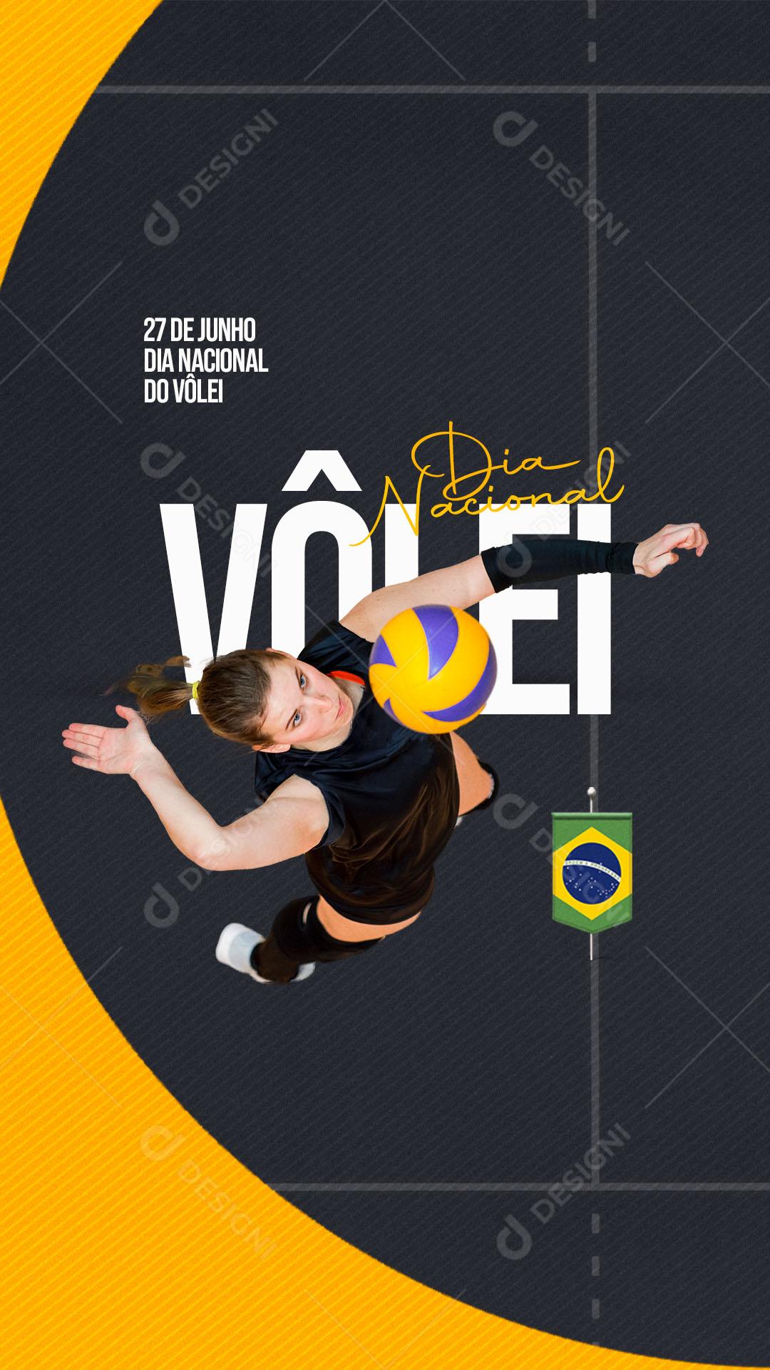 Story Dia Nacional do Vôlei 27 de Junho Social Media PSD Editável