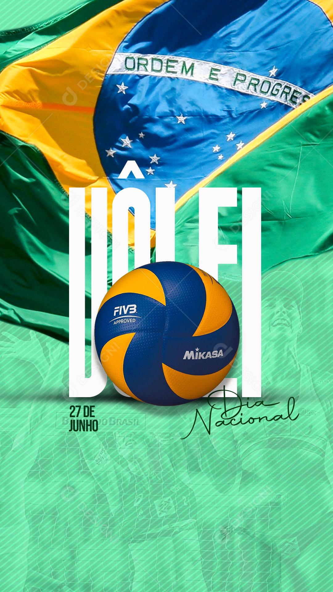 Social Media Story Dia Nacional do Vôlei 27 de Junho PSD Editável