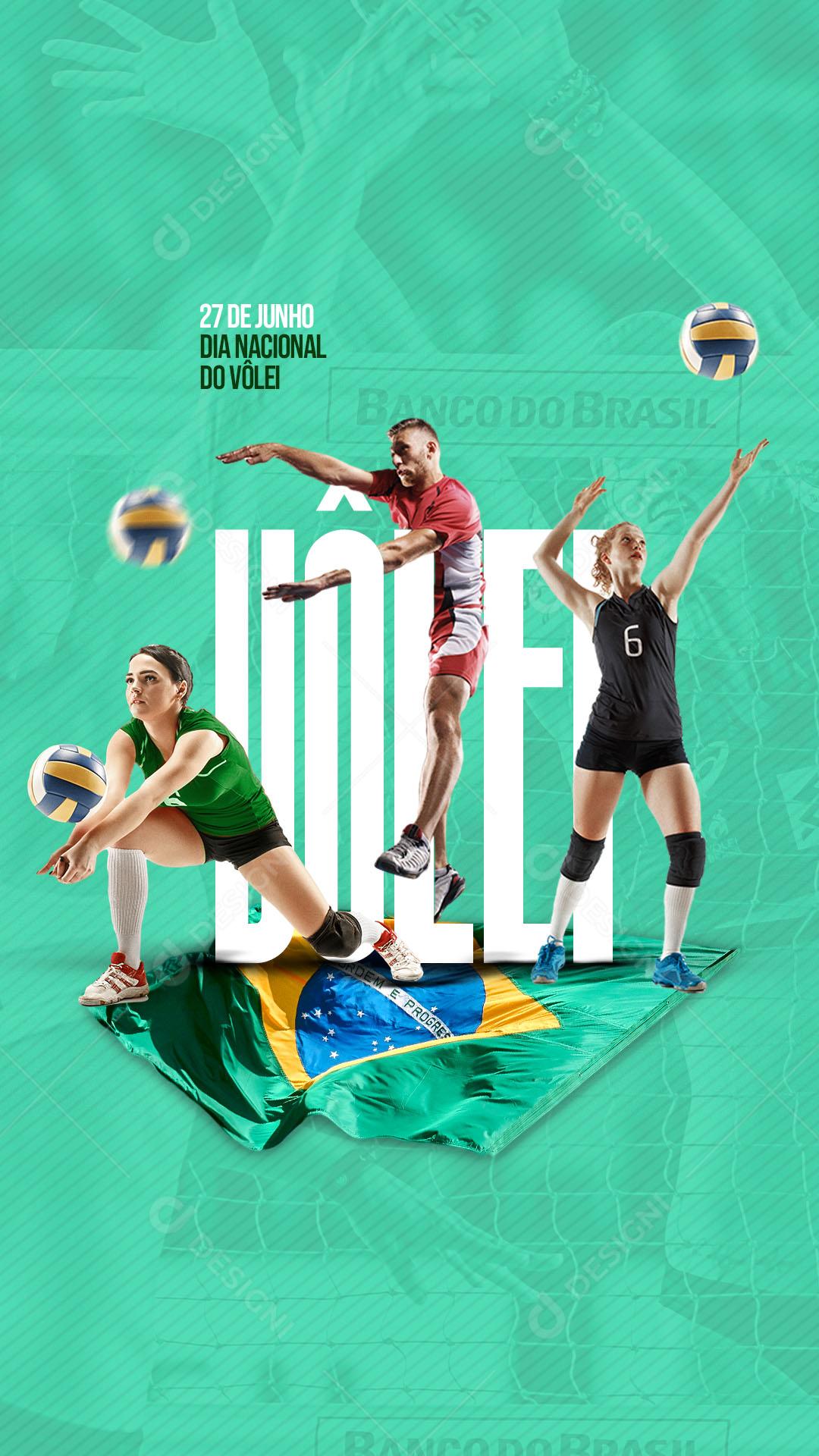 Story Dia Nacional do Vôlei 27 de Junho Social Media PSD Editável