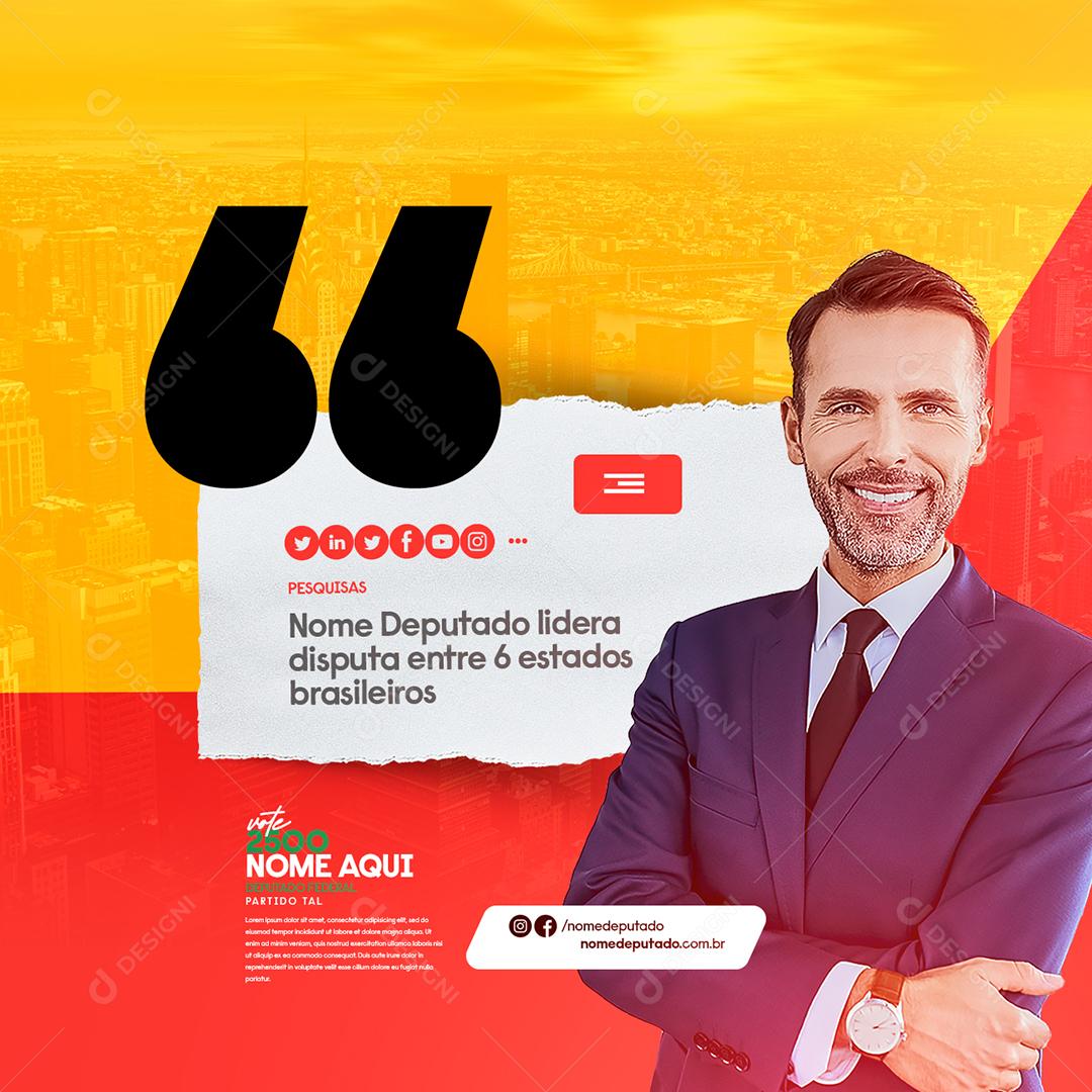Social Media Nome Deputado Lidera Política PSD Editável