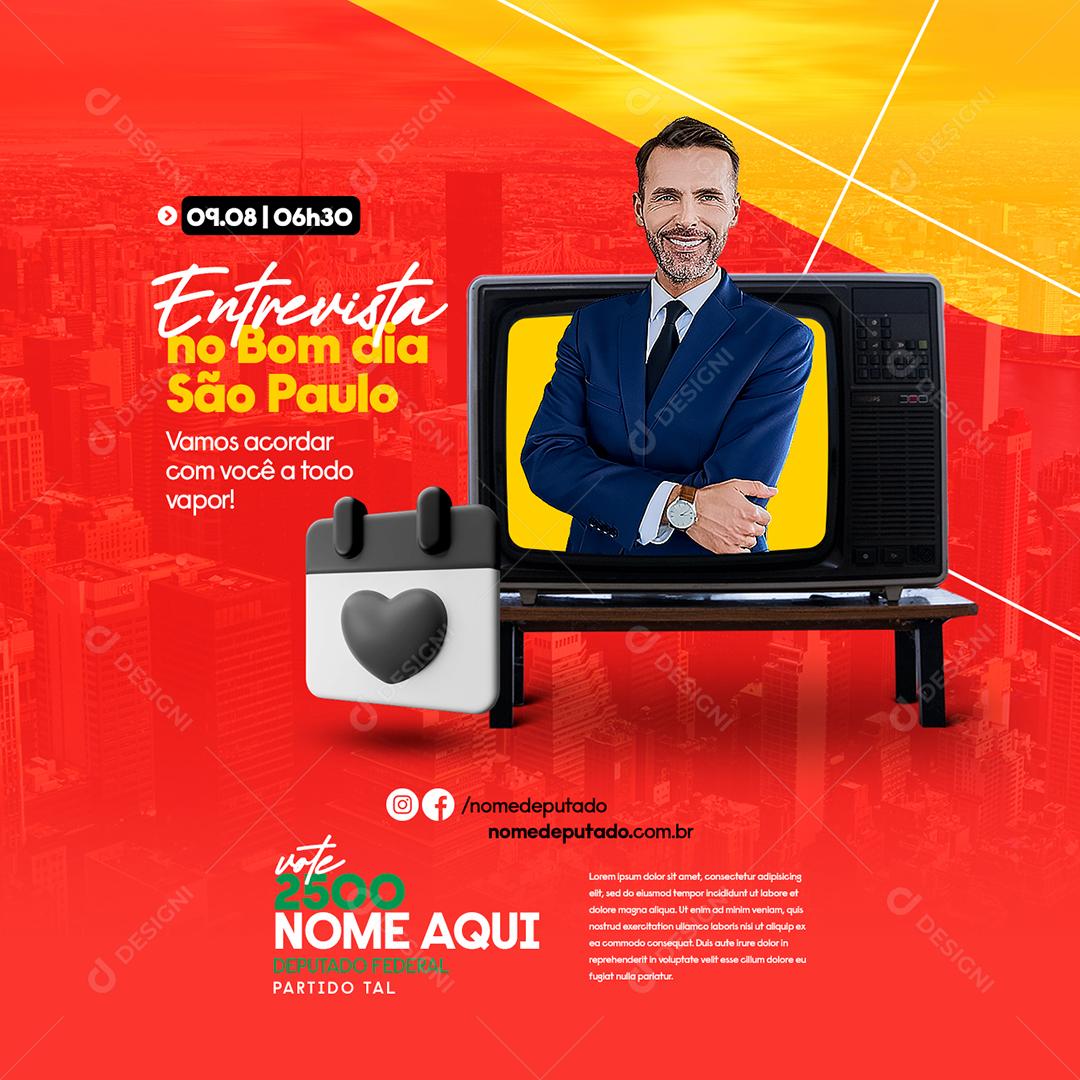 Social Media Entrevista no Bom Dia Política PSD Editável