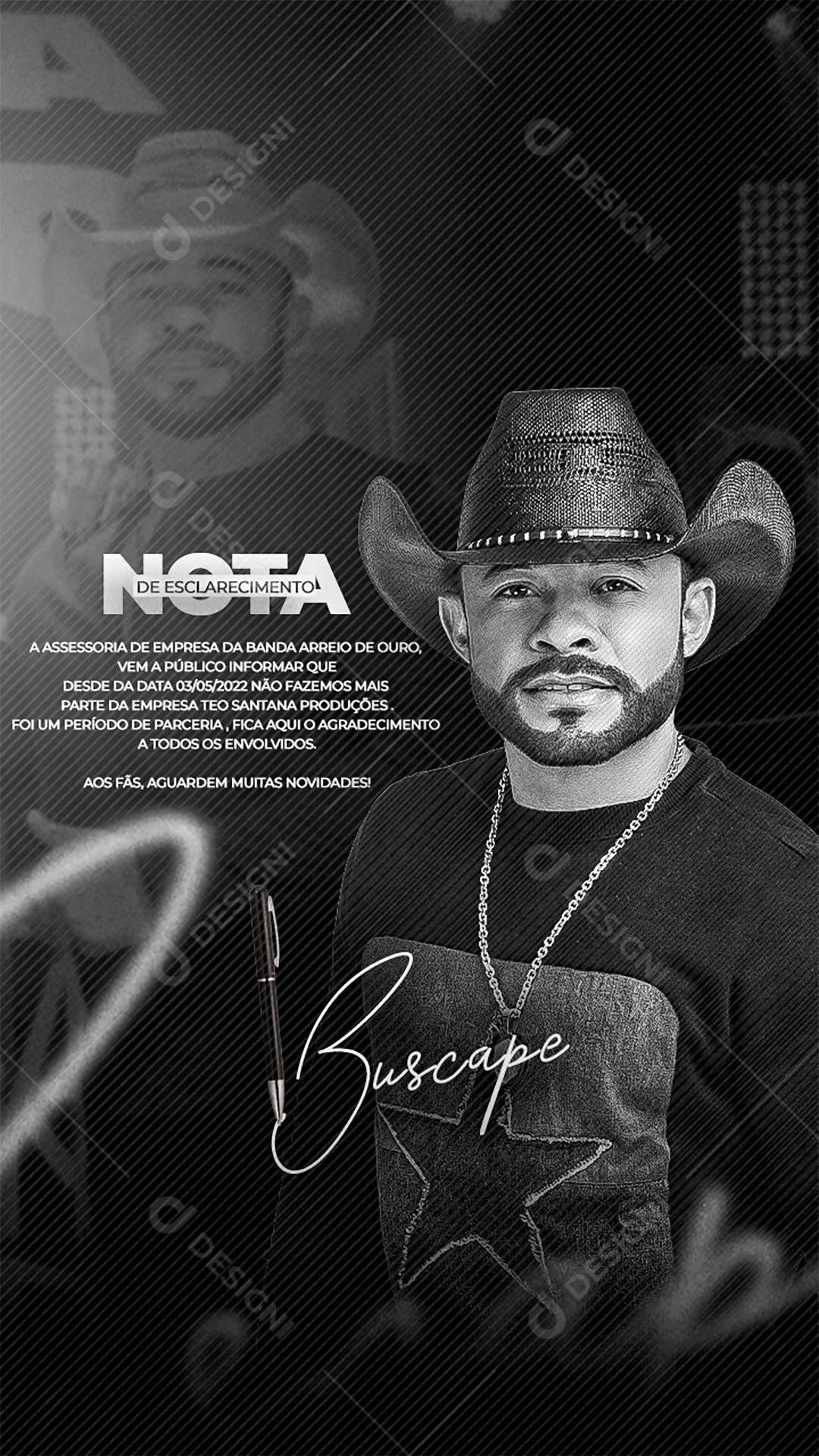 Social Media Story Nota Esclarecimento Artista Buscapé PSD Editável