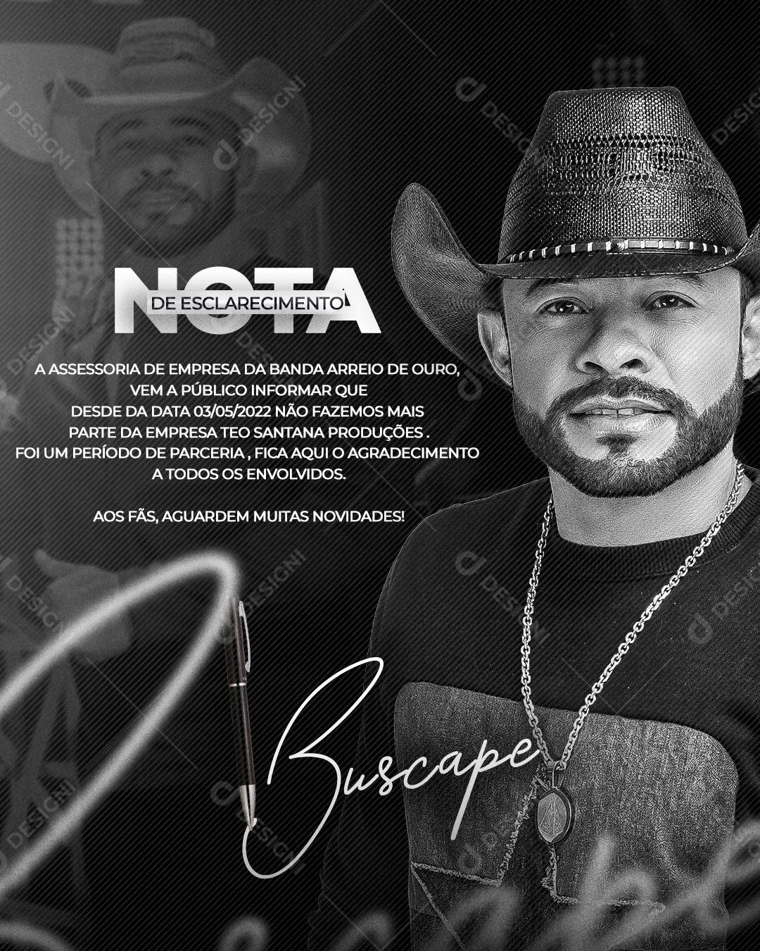 Social Media Story Nota Esclarecimento Artista Buscapé PSD Editável