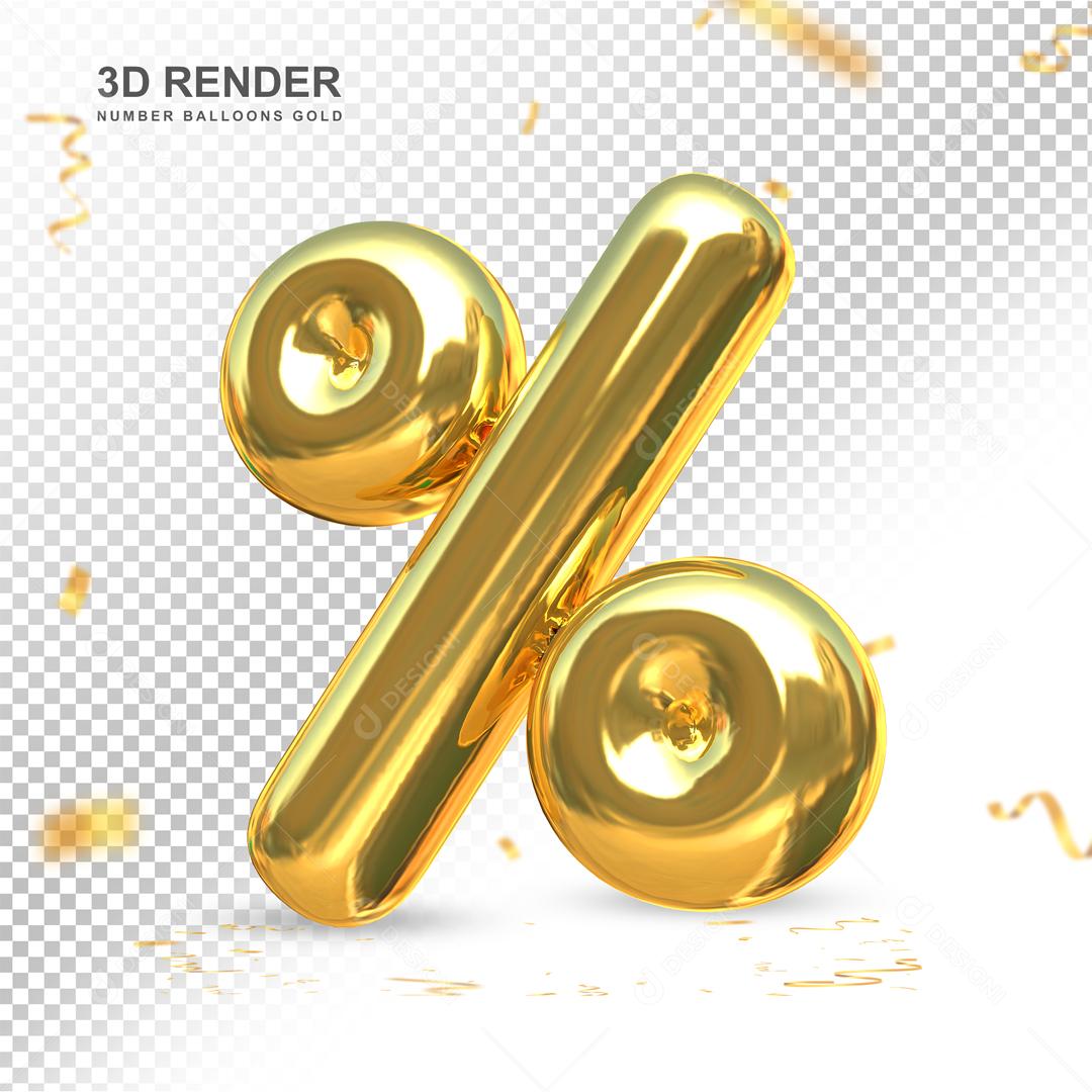 Porcentagem Dourado 3D Para Composição PSD