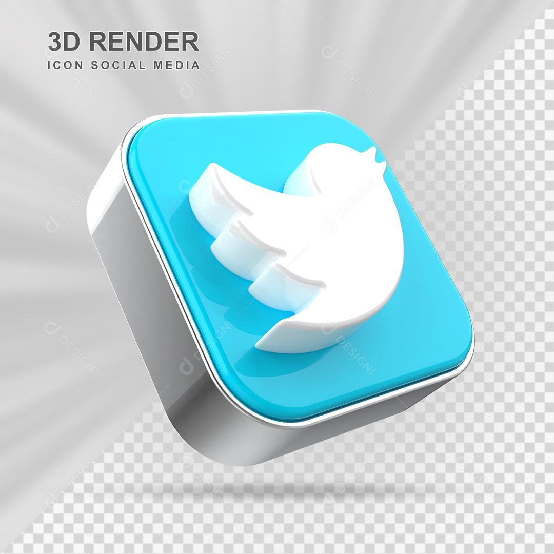 Elemento 3D Twitter Para Composição PSD