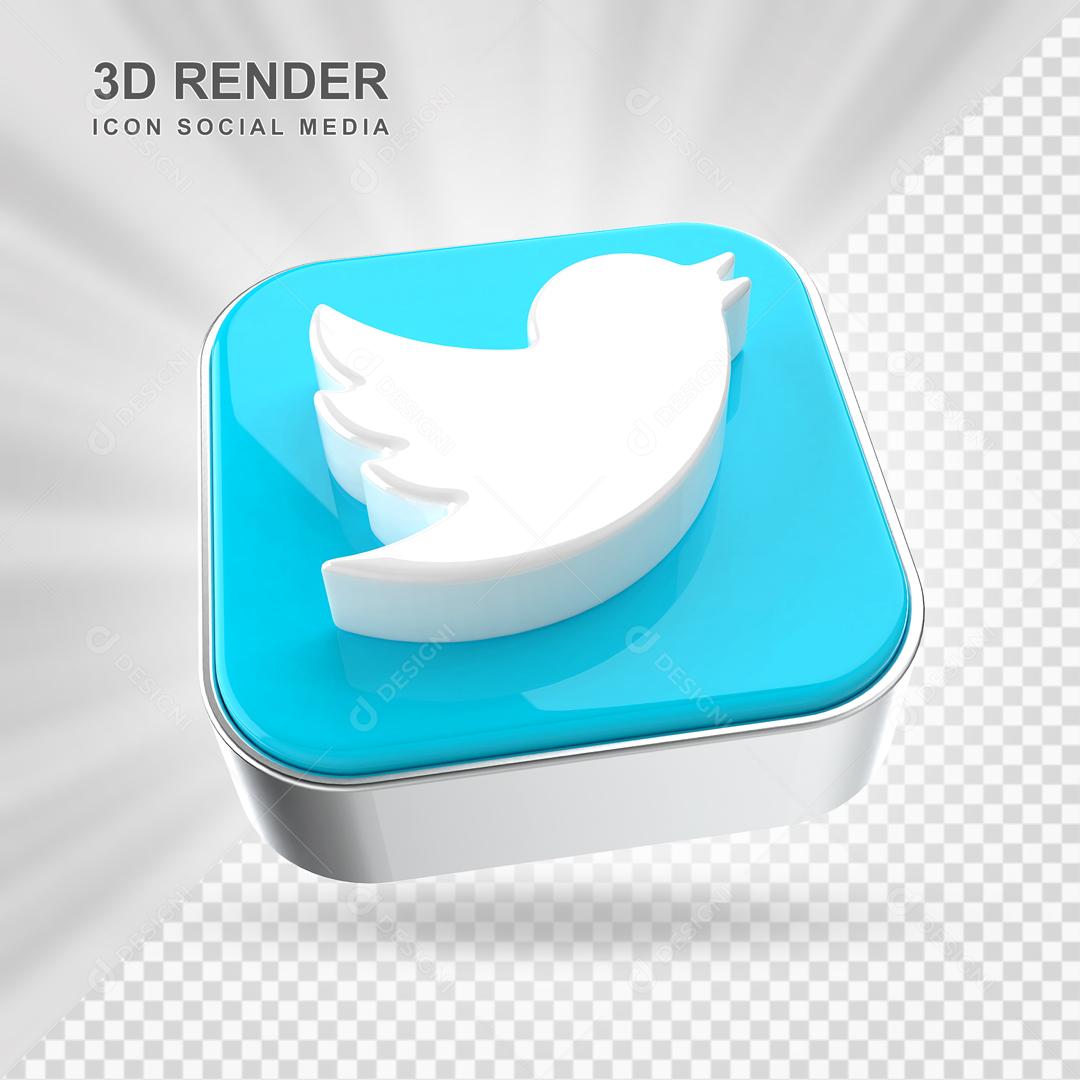 Elemento 3D Twitter Para Composição PSD