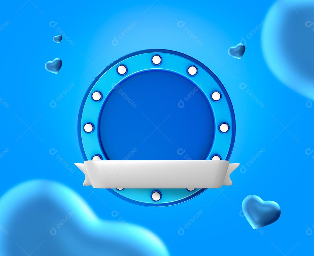 Painel Azul Elemento 3D para Composição PSD