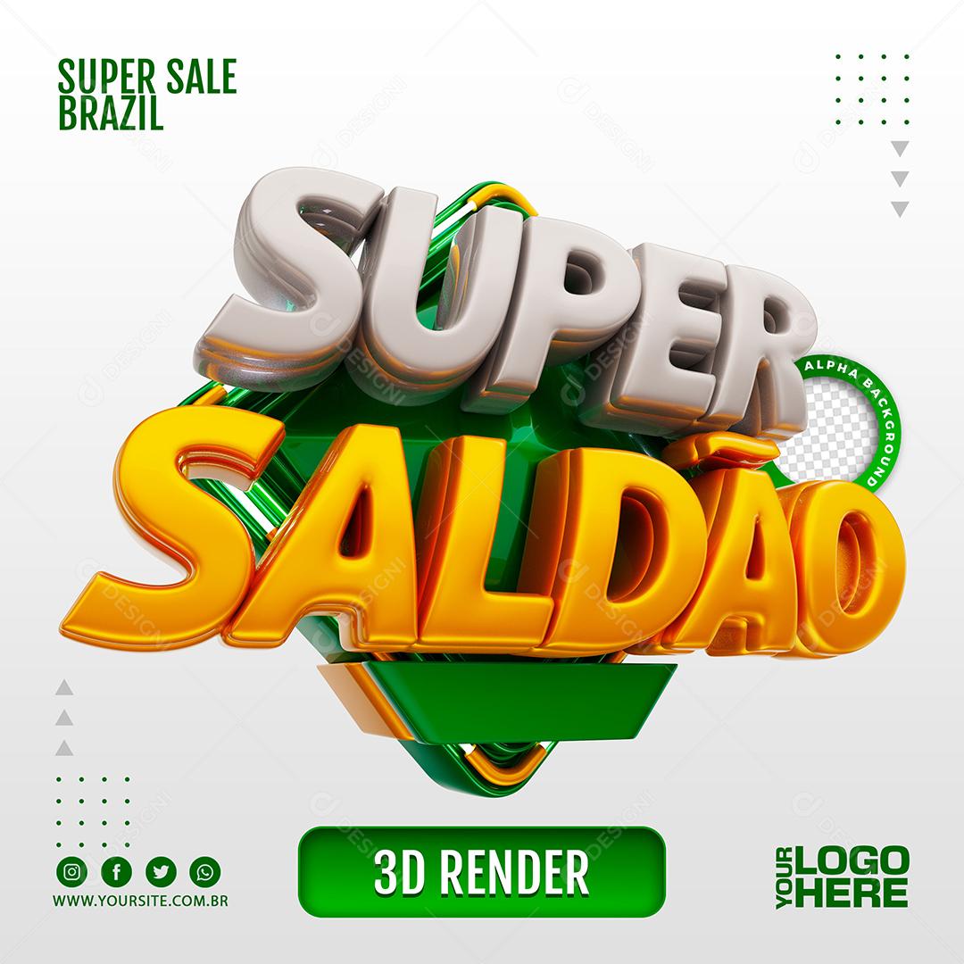 Super Saldão Verde Selo 3D para Composição PSD