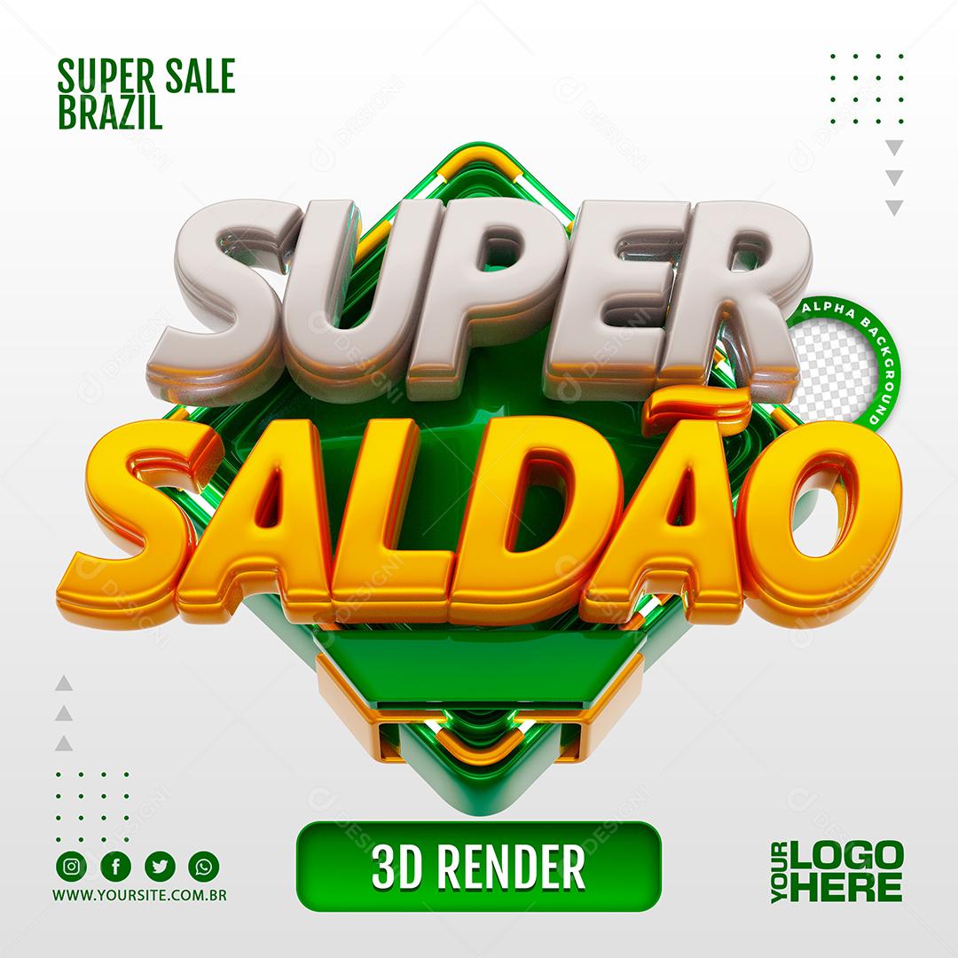 Selo 3D Super Saldão Verde para Composição PSD