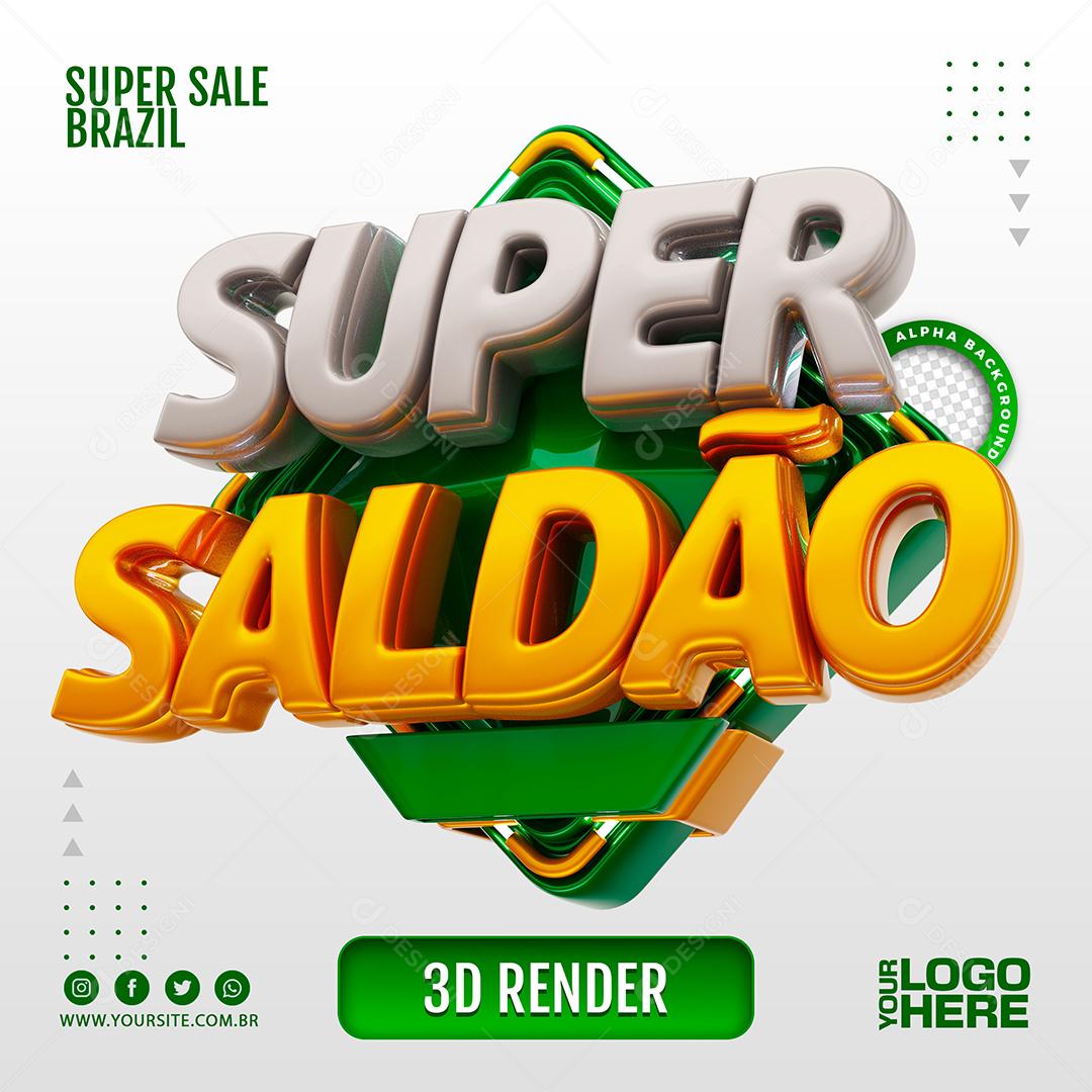 Super Saldão Verde Selo 3D para Composição PSD