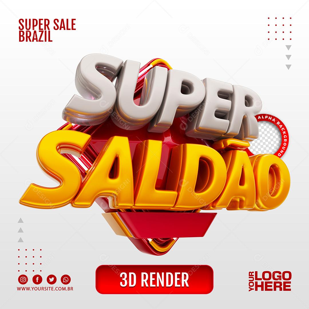 Super Saldão Vermelho Selo 3D para Composição PSD