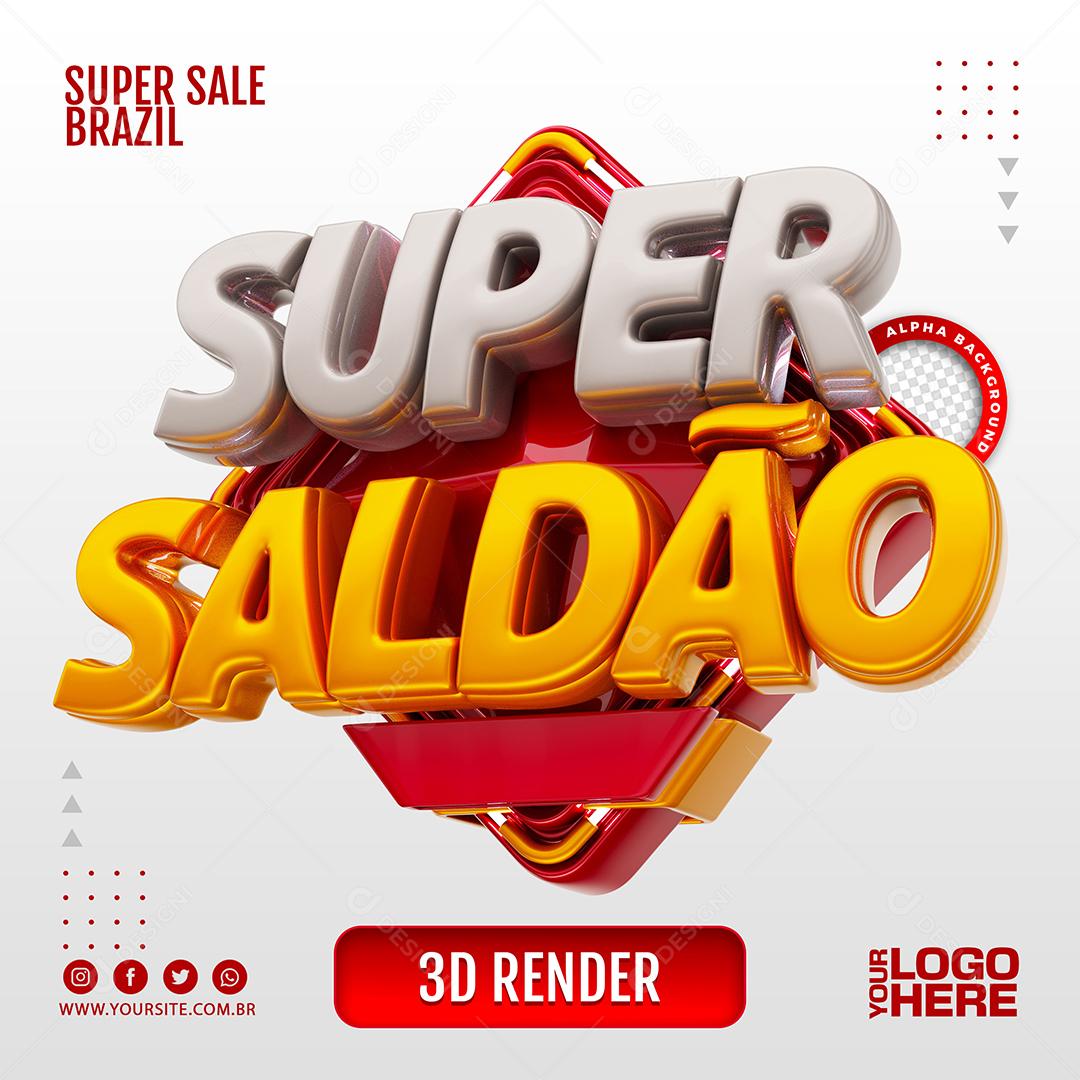 Super Saldão Vermelho Selo 3D para Composição PSD