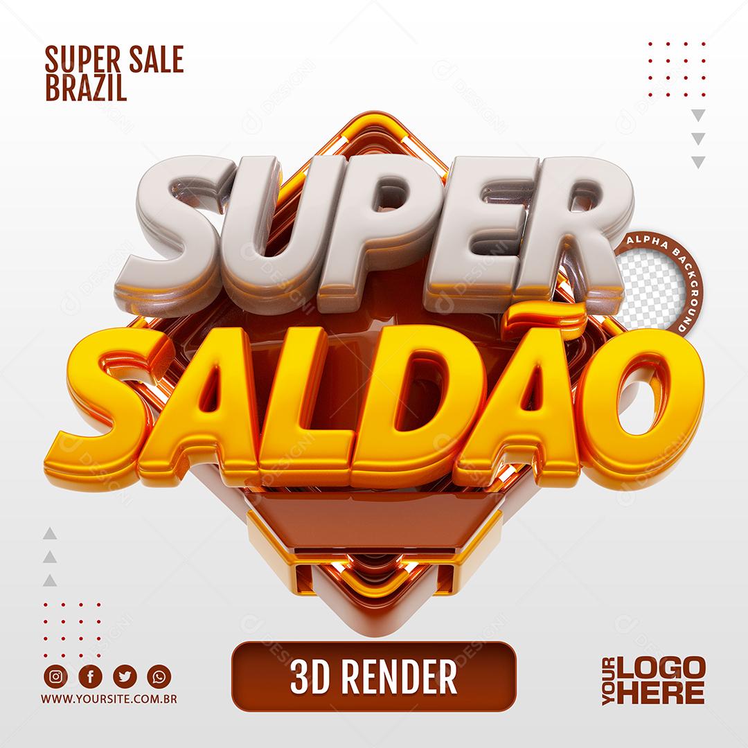 Selo 3D Super Saldão Marom para Composição PSD