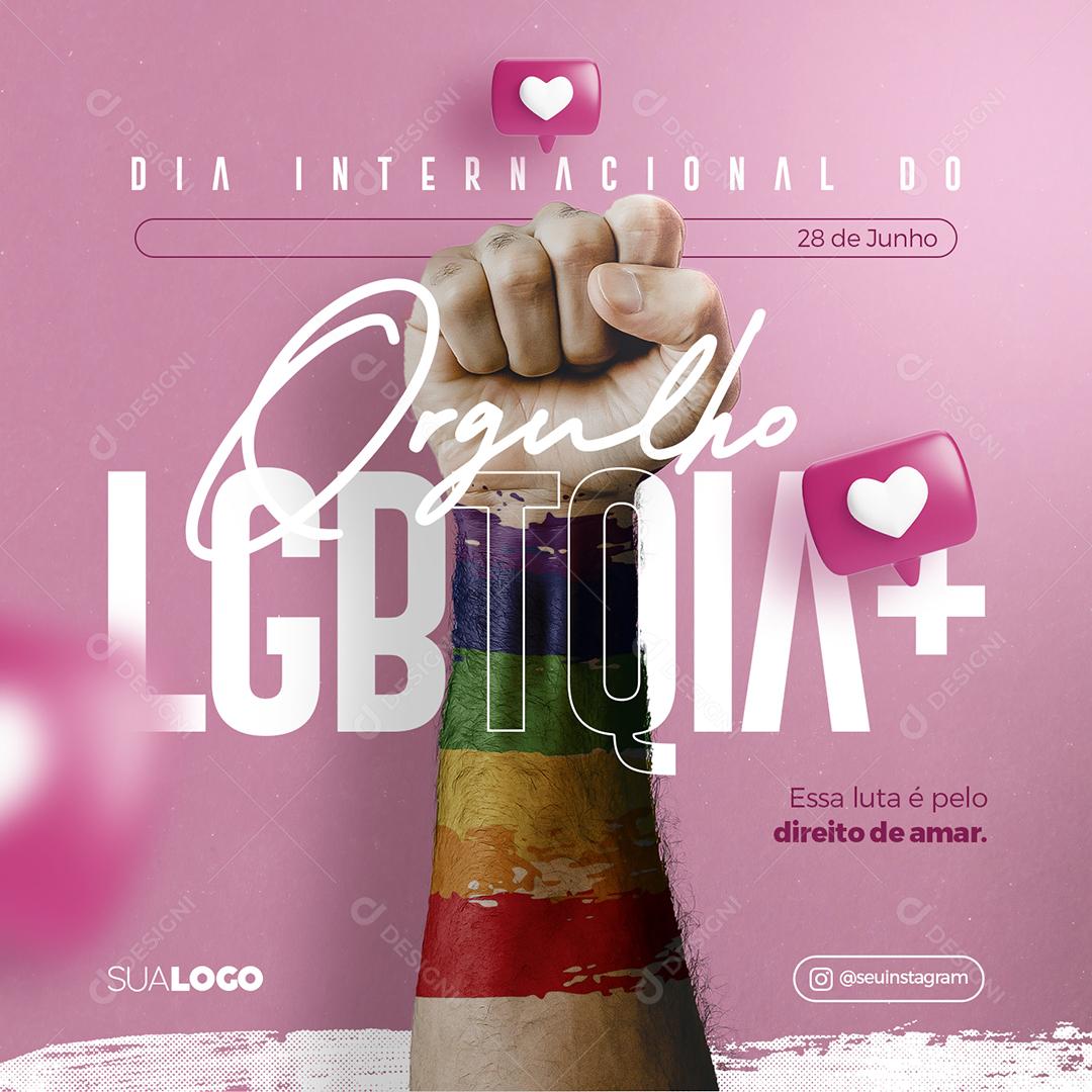 Social Media Dia Internacional do Orgulho LGBTQIA+ PSD Editável