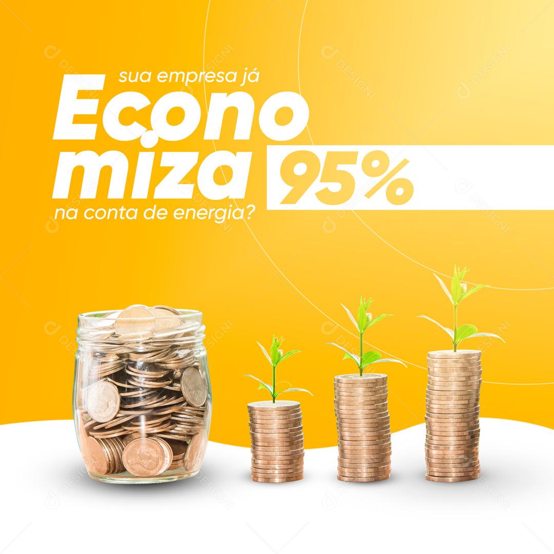Energia Solar Economia de 95% Social Media PSD Editável