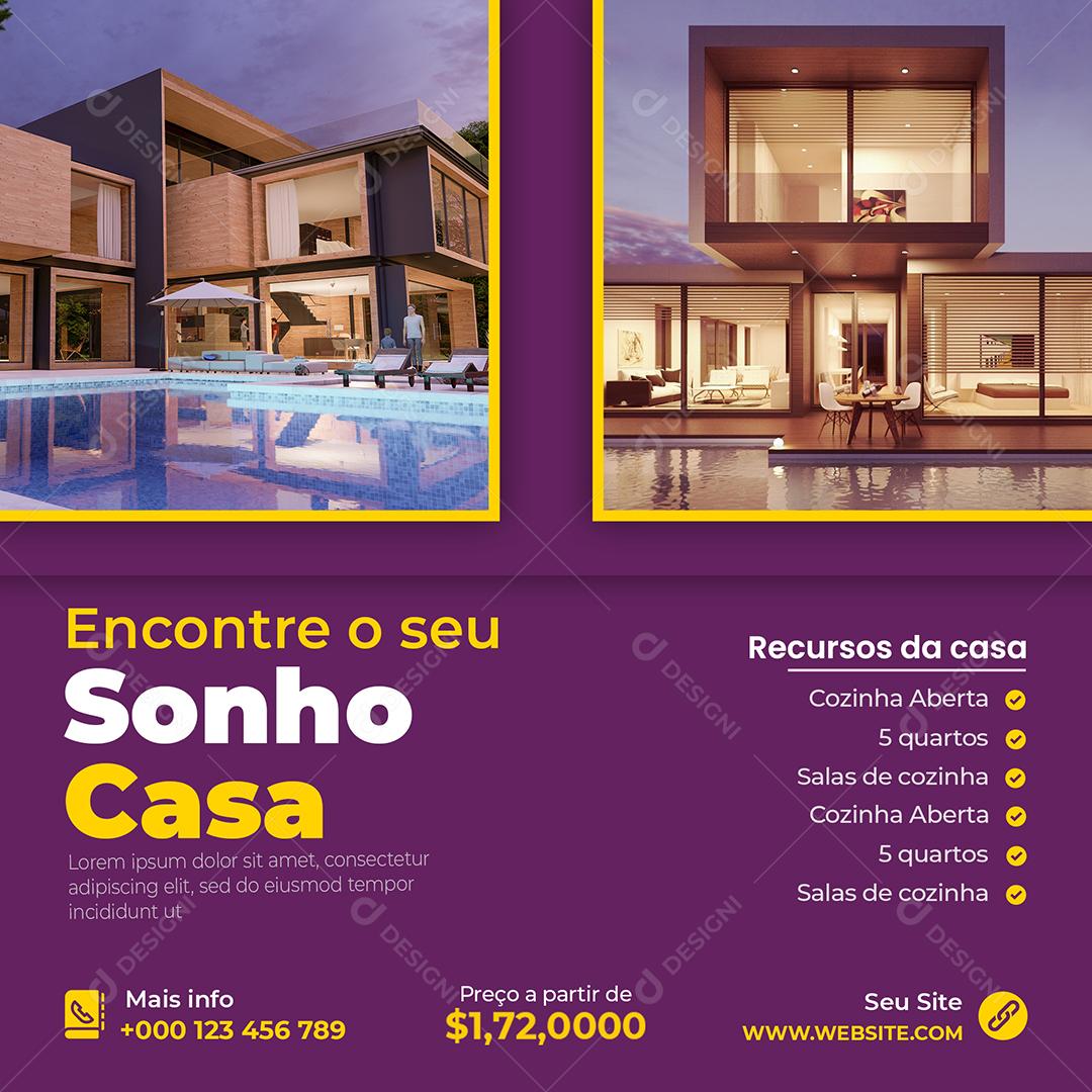 Imobiliária Social Media Encontre o Seu Sonho de Casa PSD Editável