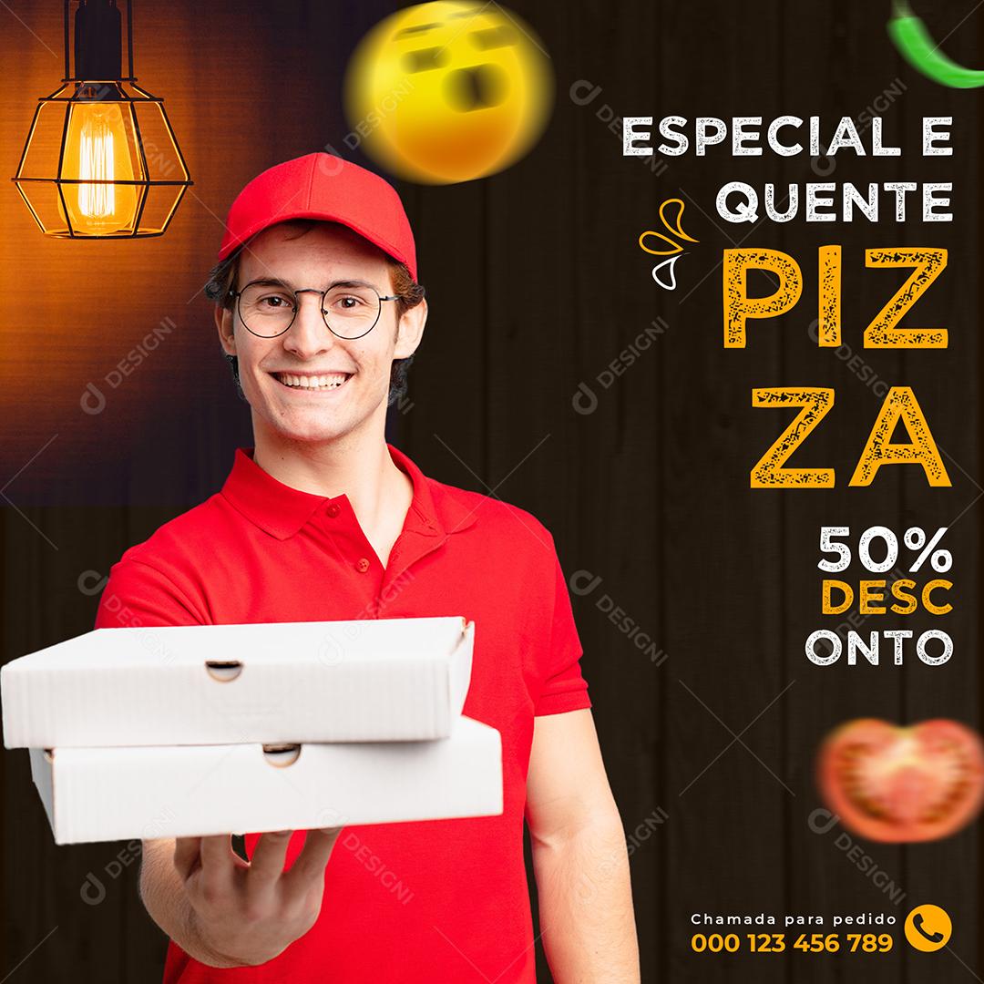 Social Media Pizzaria Especial e Quente Pizza PSD Editável